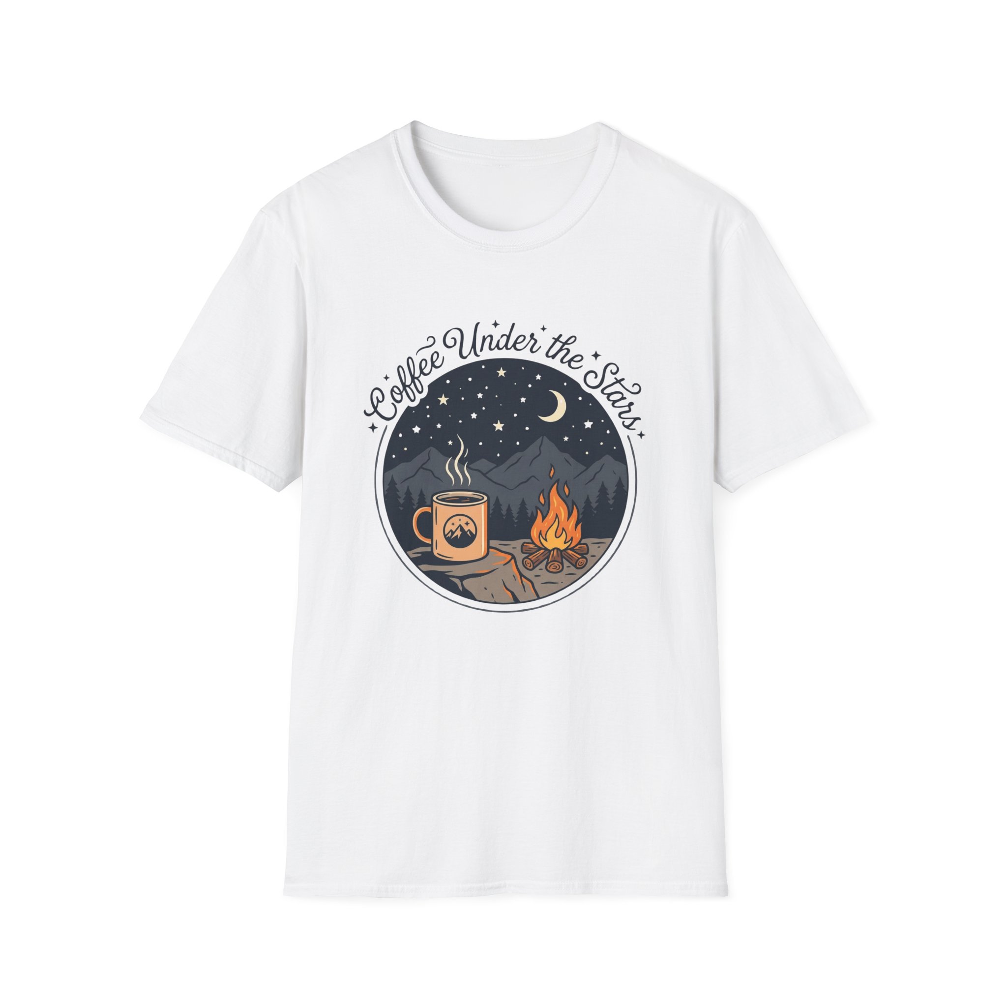 Coffee Under The Stars Cartoon Style T-Shirt - Image 3