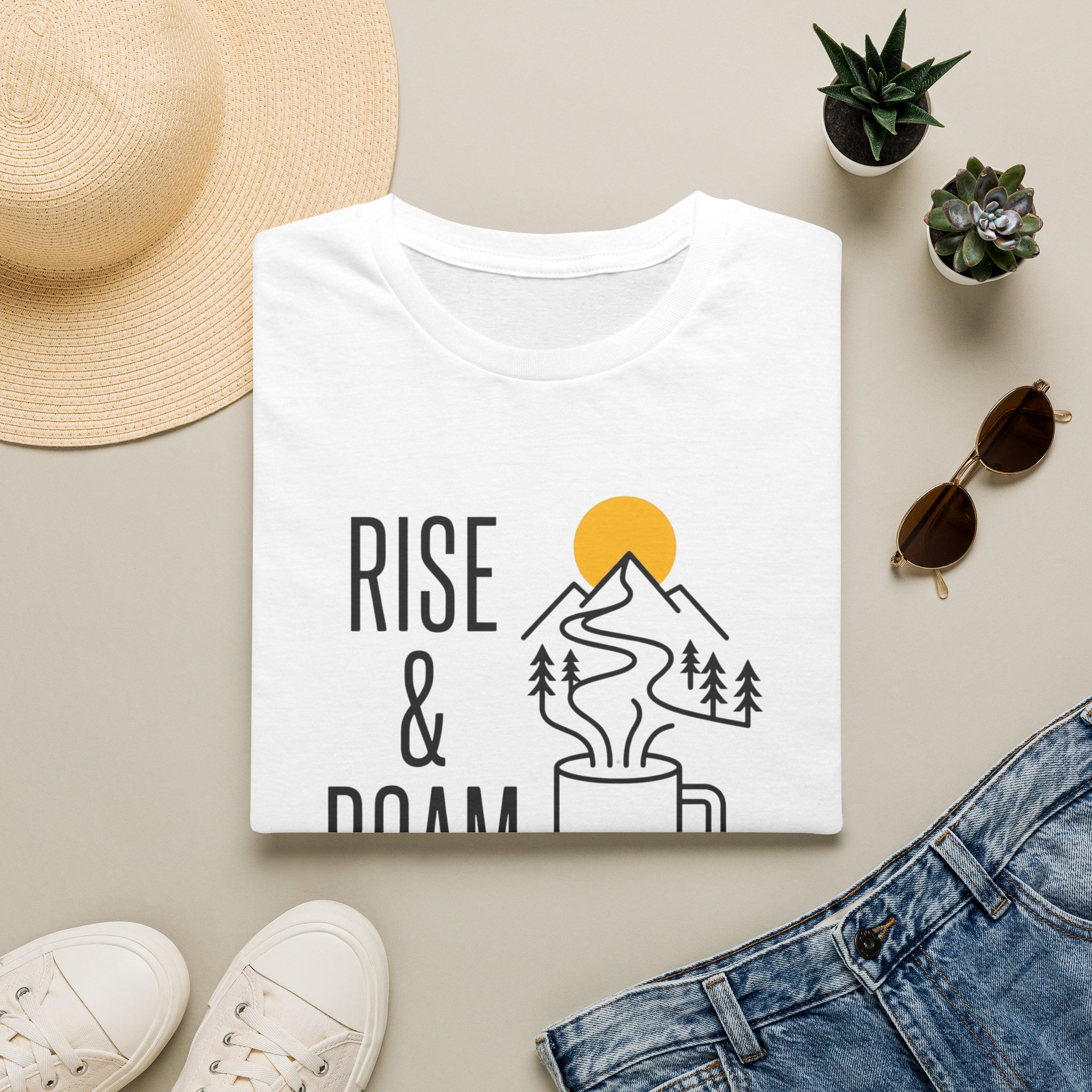 Rise and Roam Morning Mountain Mug Silhouette T-shirt