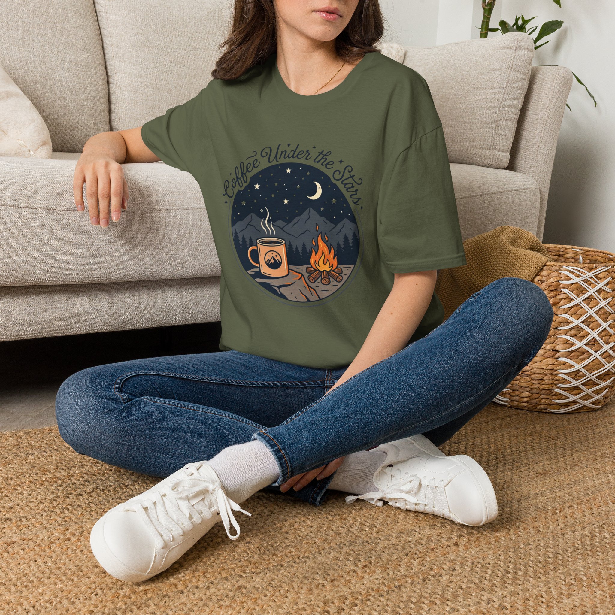 Coffee Under The Stars Cartoon Style T-Shirt - Image 10