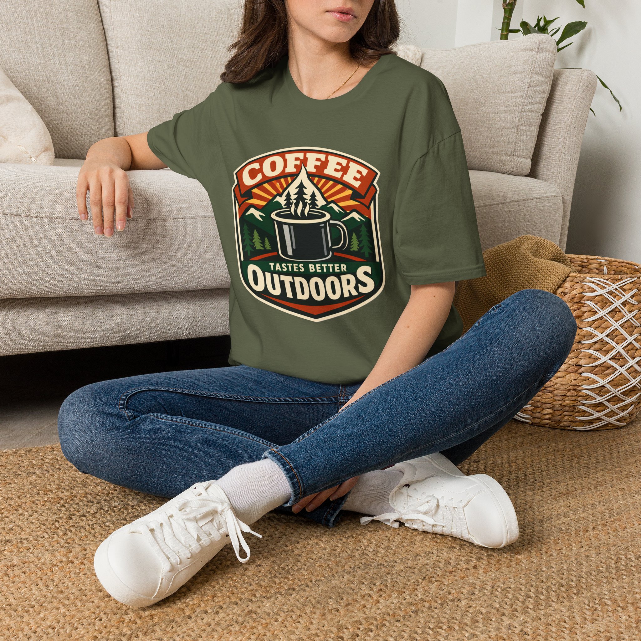 Coffee Tastes Better Outdoors T-Shirt - Image 18