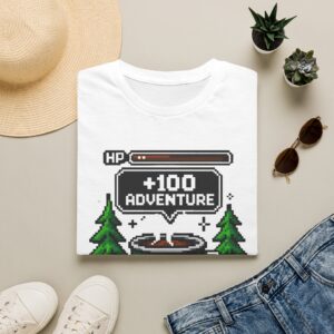 +100 Adventure Pixel Art Retro Gamer Camp Mug T-shirt