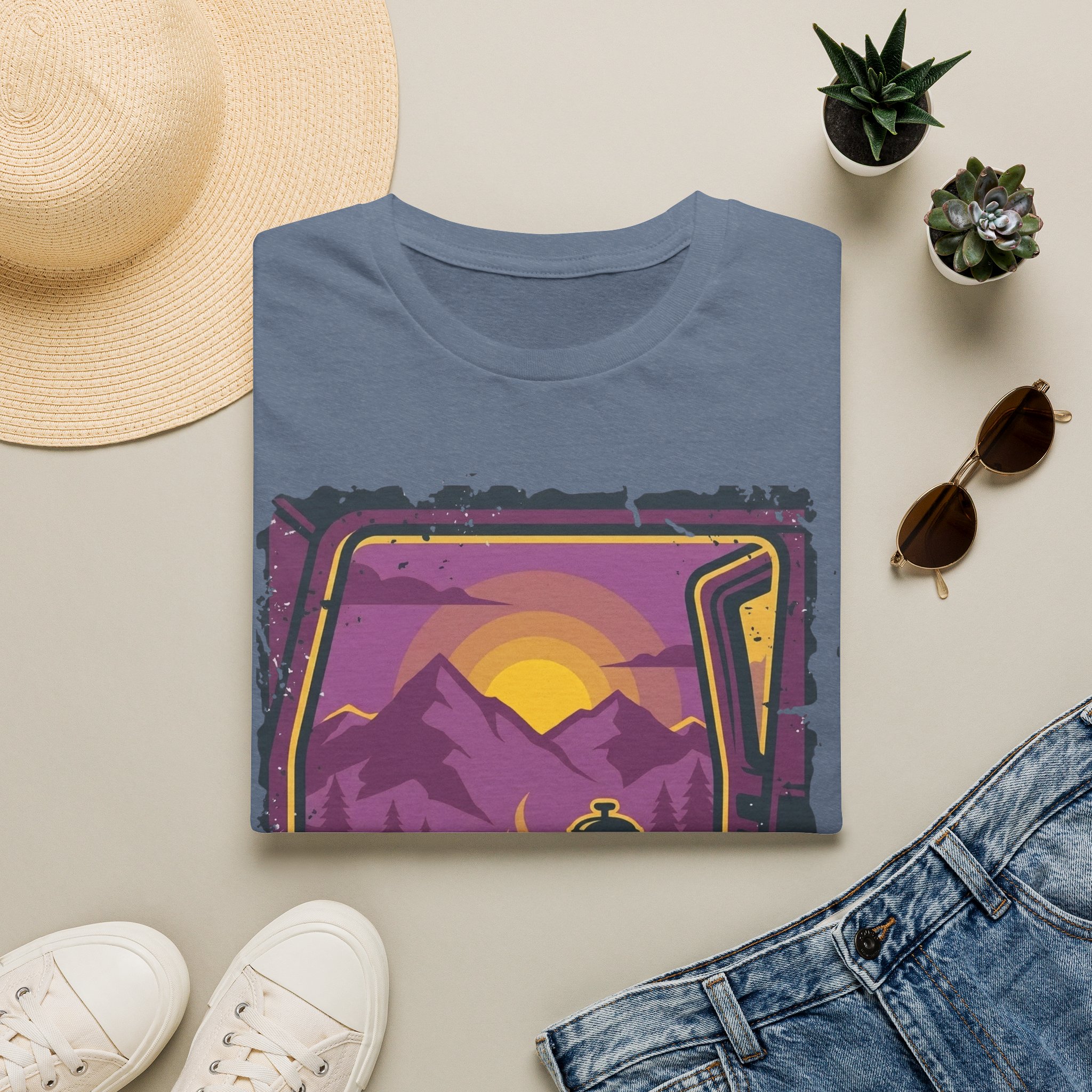Purple Sunset Van Life Coffee French Press T-shirt - Image 21
