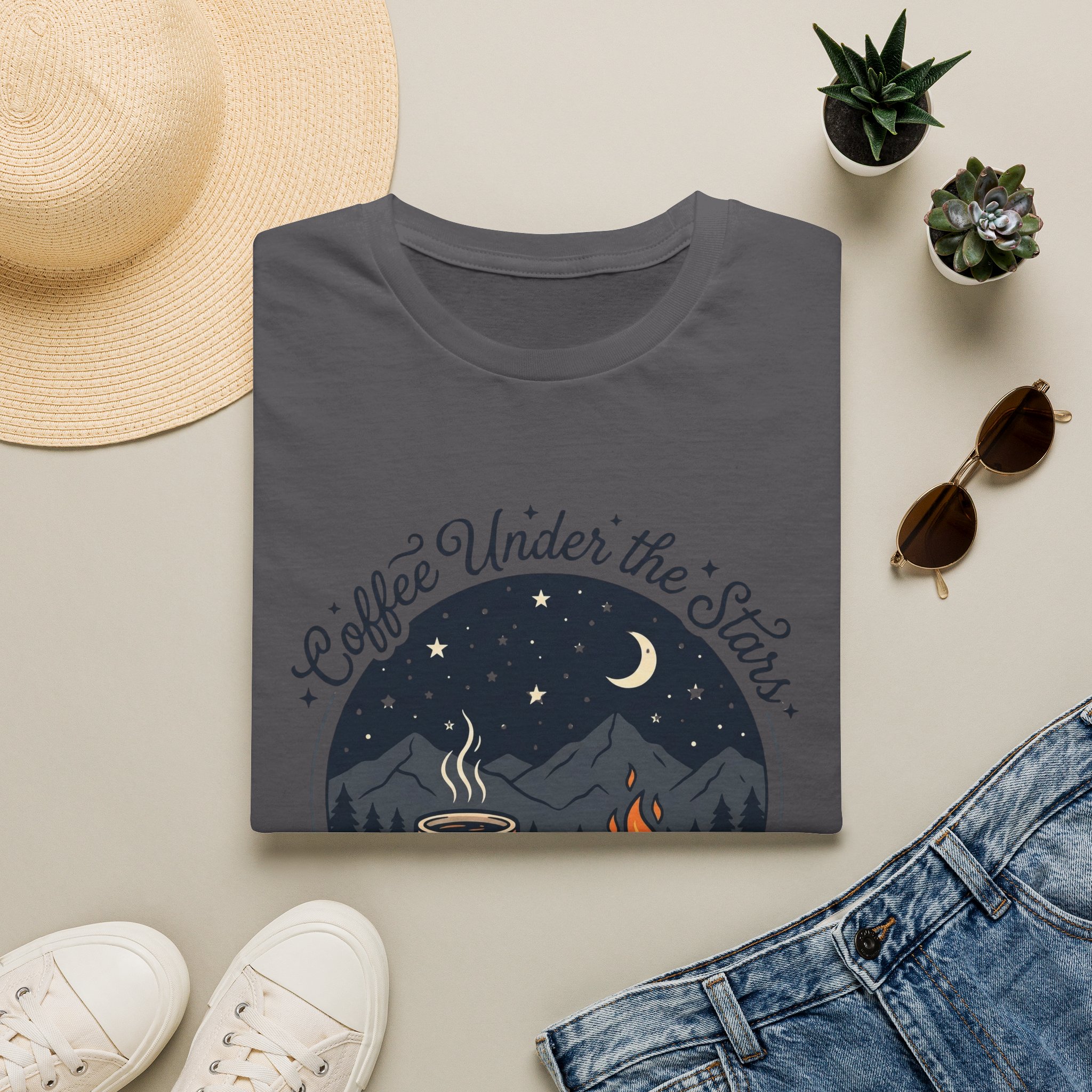Coffee Under The Stars Cartoon Style T-Shirt - Image 17