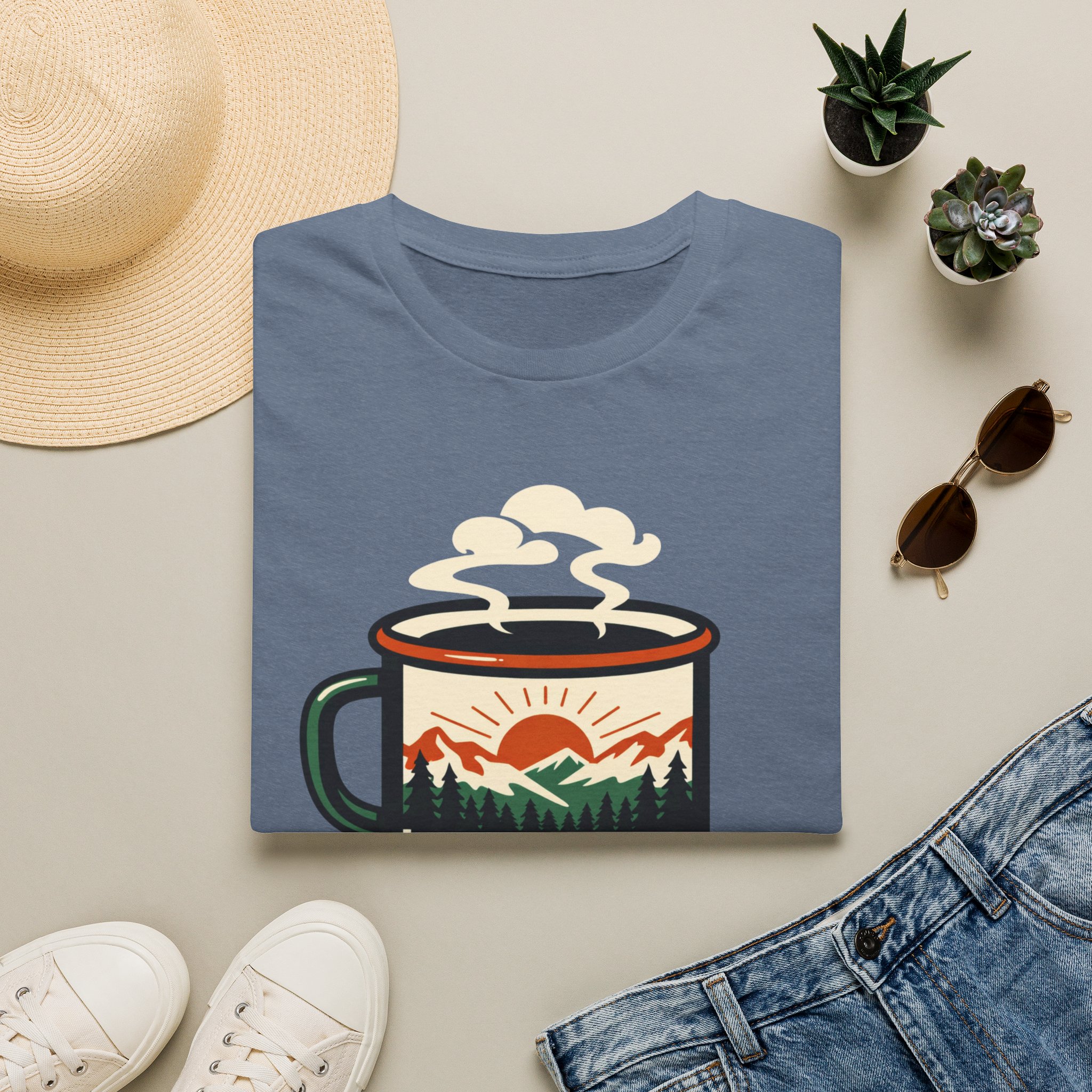 Morning Fuel Coffee T-Shirt — Mountains & Sunrise Graphic - Image 25