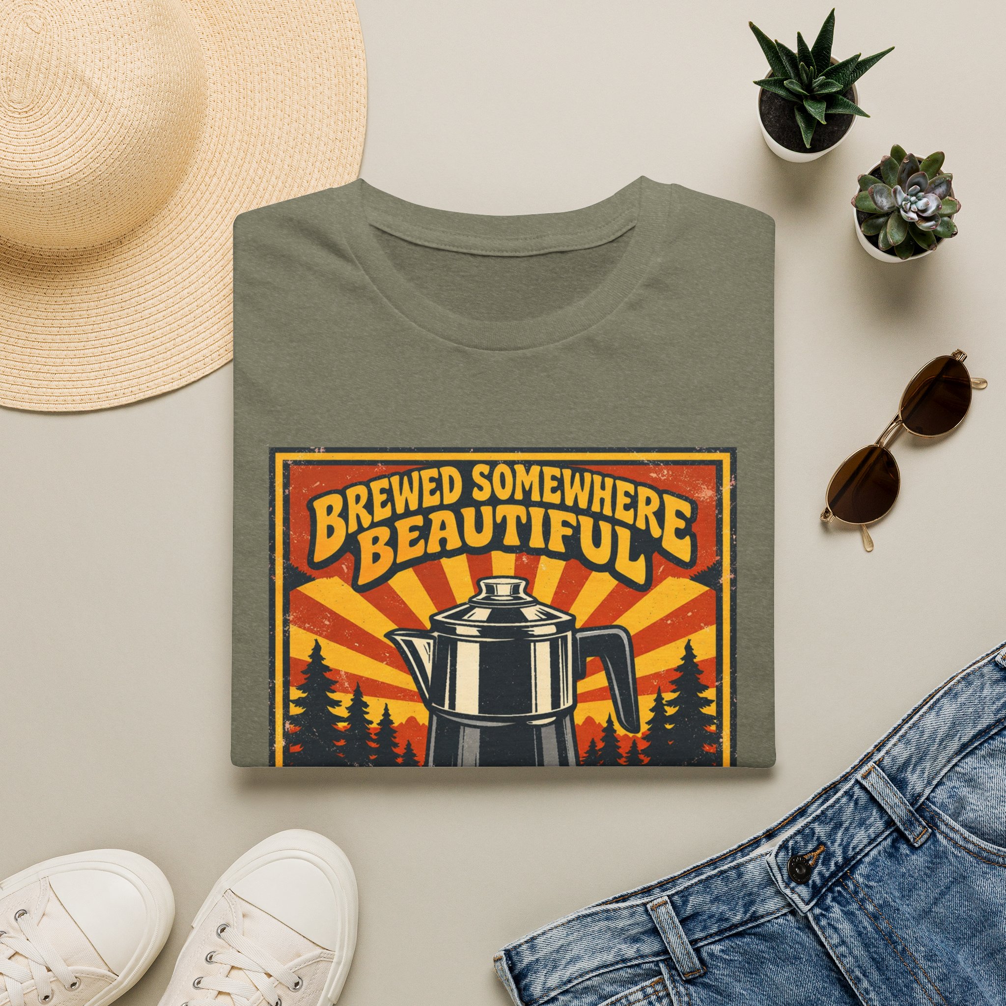 Brewed Somewhere Beautiful Poster Style T-shirt - Image 13