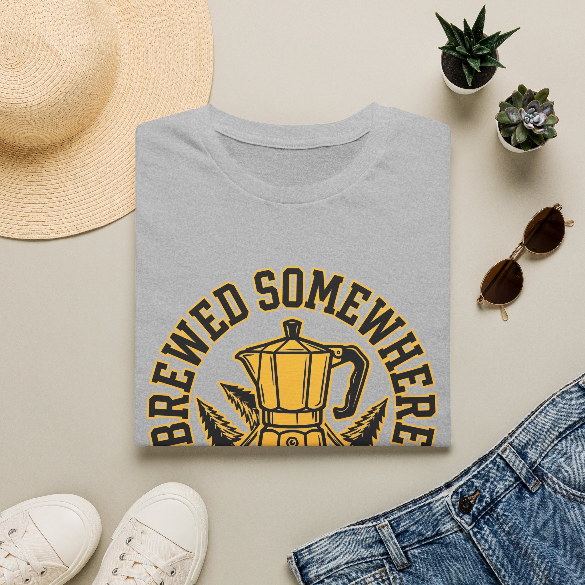 Brewed Somewhere Beautiful Coffee Pot & Tree T-Shirt - Image 9