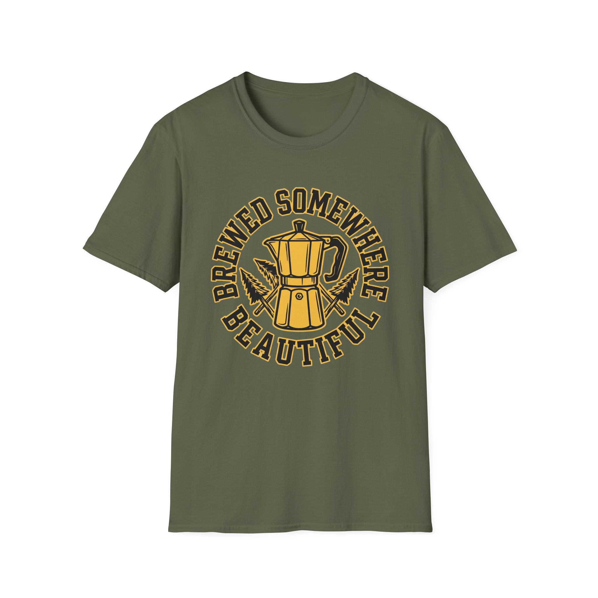 Brewed Somewhere Beautiful Coffee Pot & Tree T-Shirt - Image 19