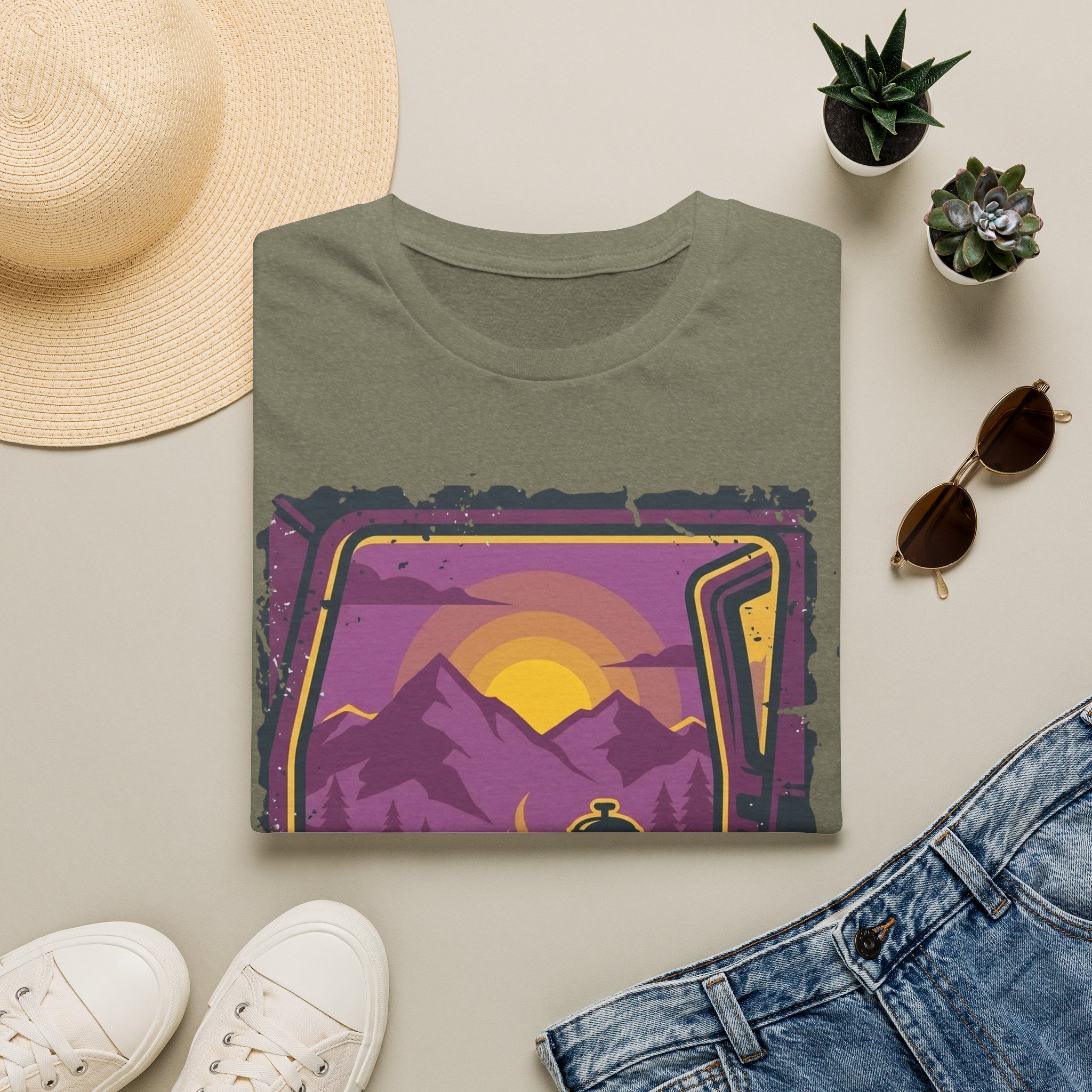 Purple Sunset Van Life Coffee French Press T-shirt - Image 13