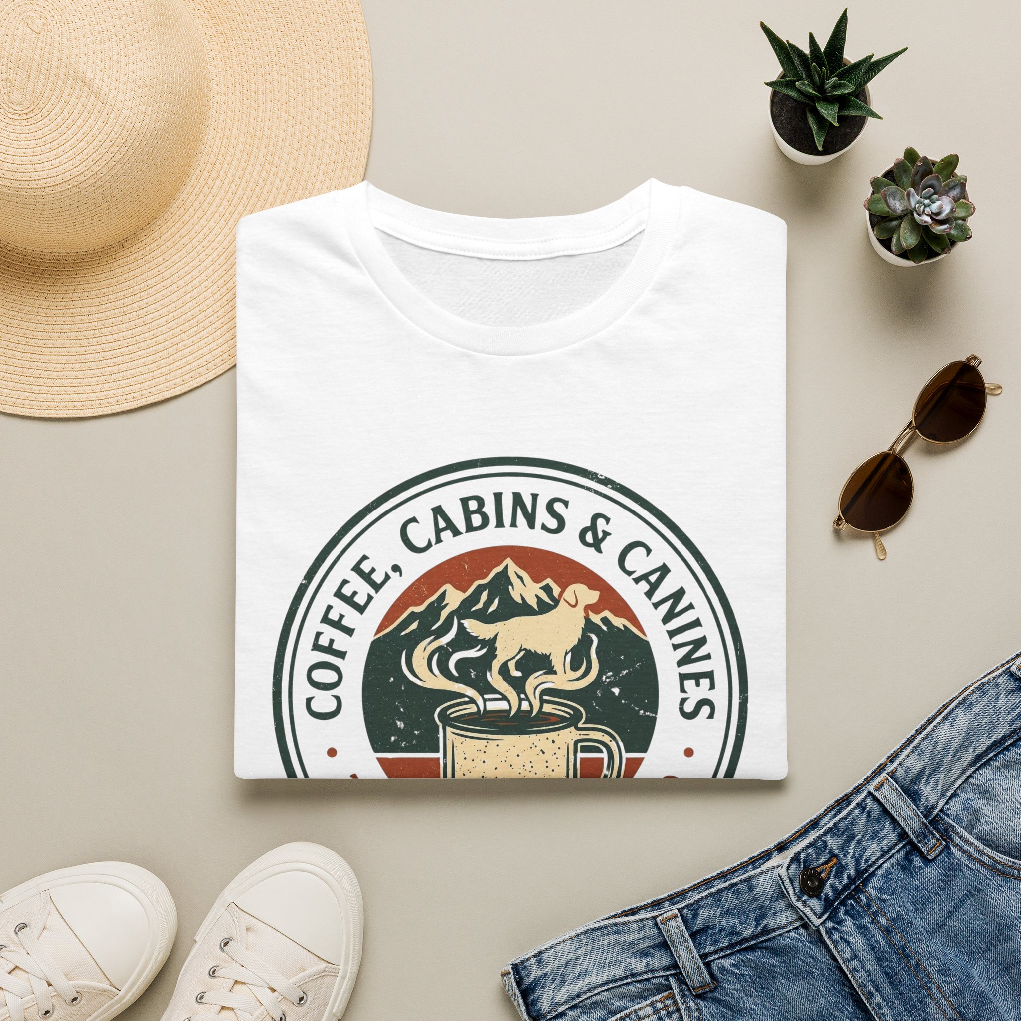 Coffee, Cabins & Canines - The Essential Trio T-Shirt
