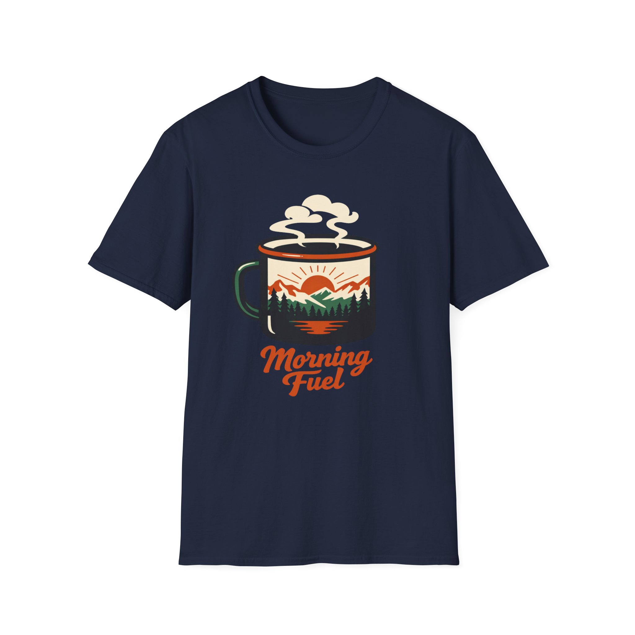 Morning Fuel Coffee T-Shirt — Mountains & Sunrise Graphic - Image 35