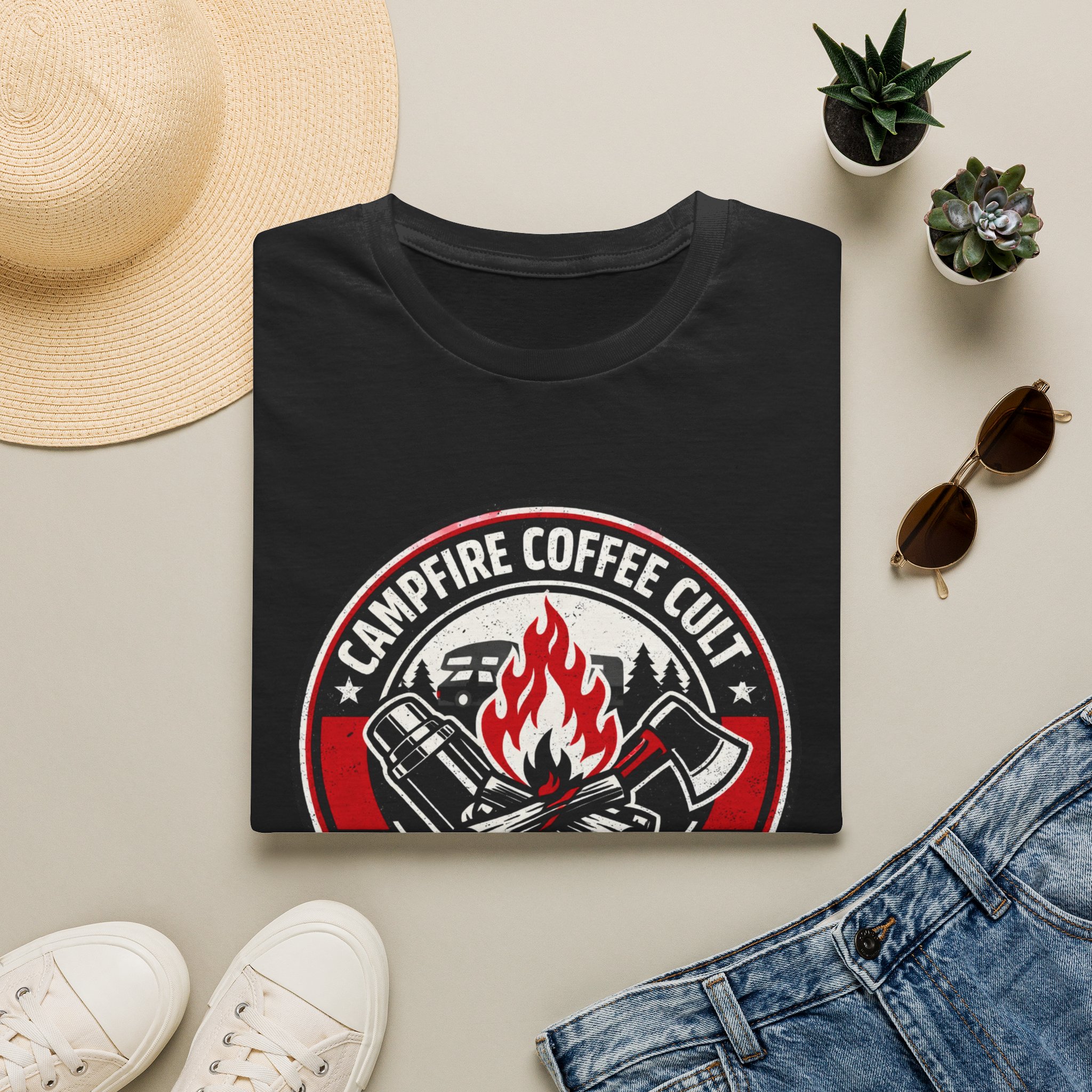 Campfire Coffee Cult Rise & Grind Emblem T-Shirt - Image 5