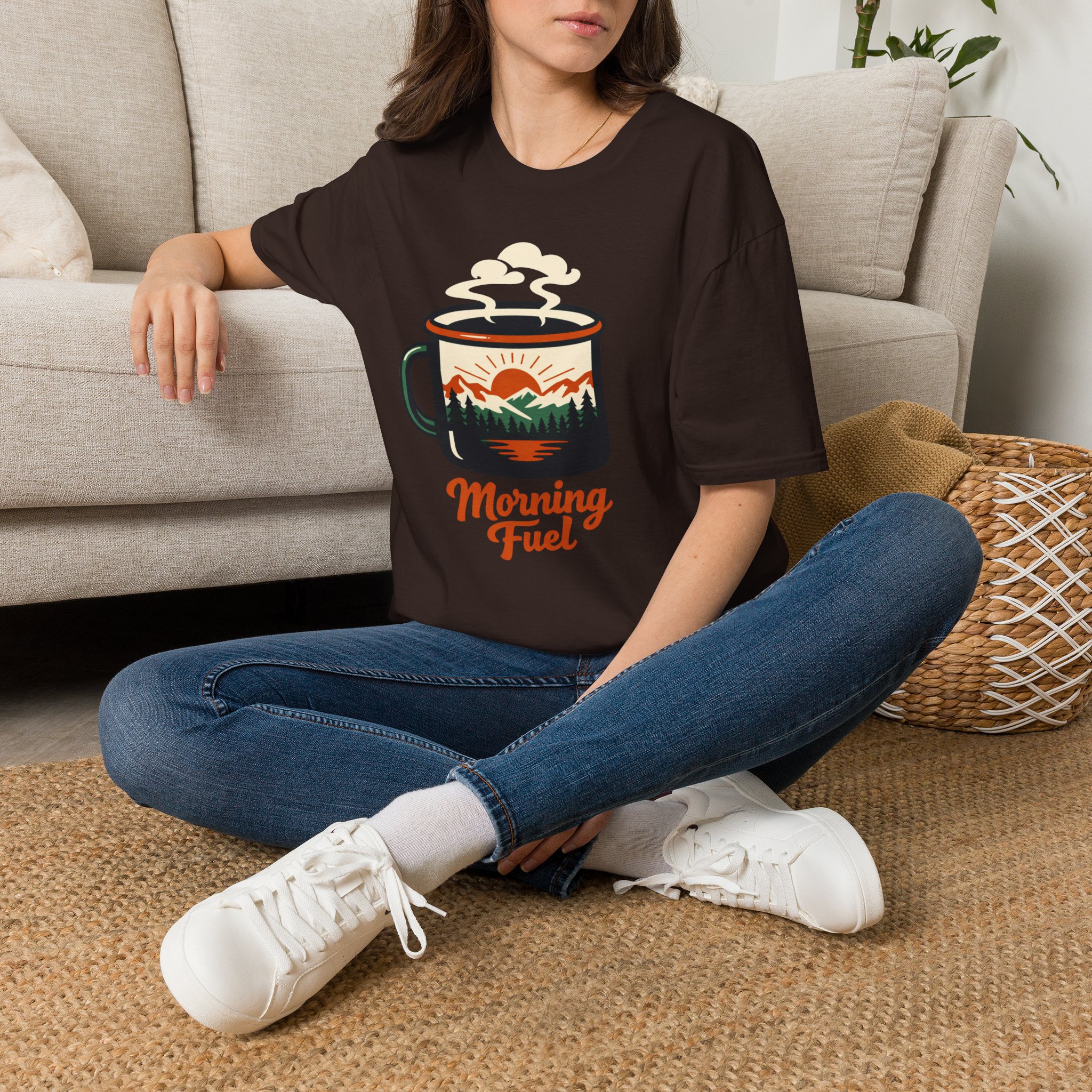 Morning Fuel Coffee T-Shirt — Mountains & Sunrise Graphic - Image 10