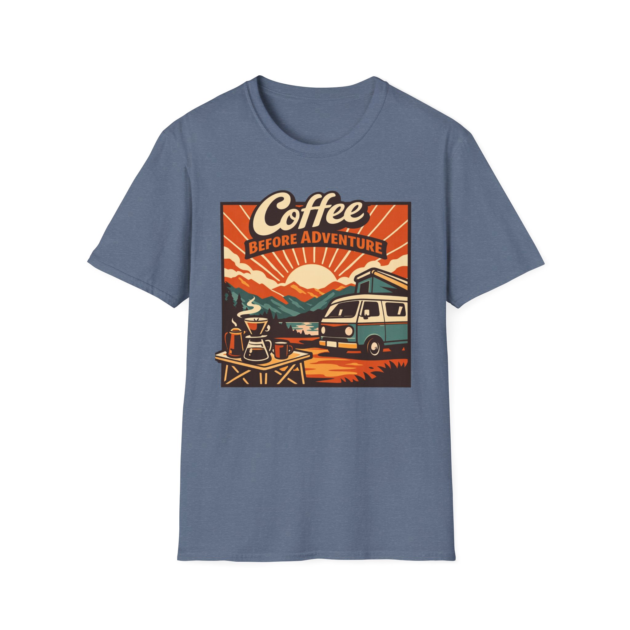 Coffee Before Adventure T-Shirt | Camper Van, Sunrise Camping Graphic - Image 23
