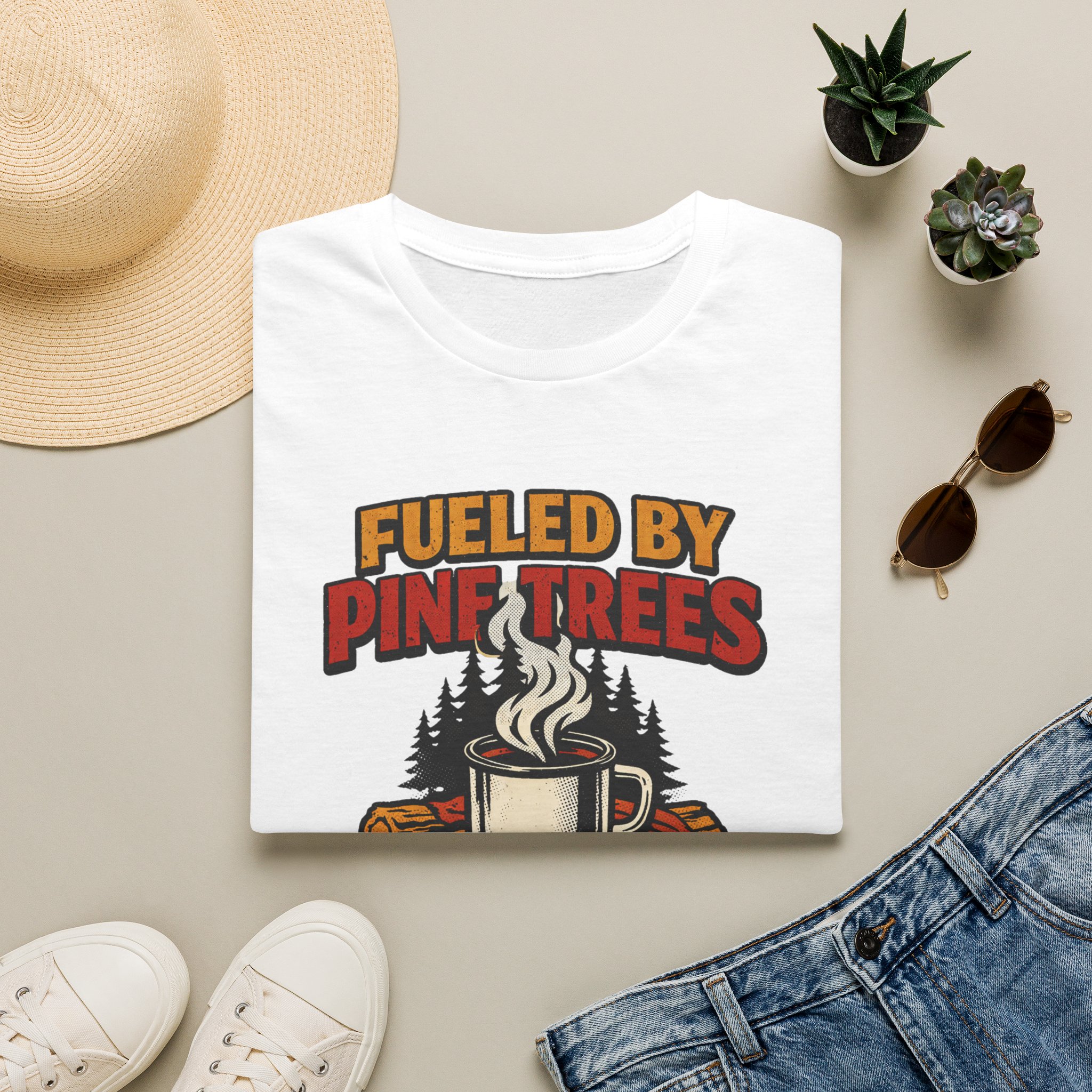 Fueled By Pine Trees And Pour Overs T-Shirt.png