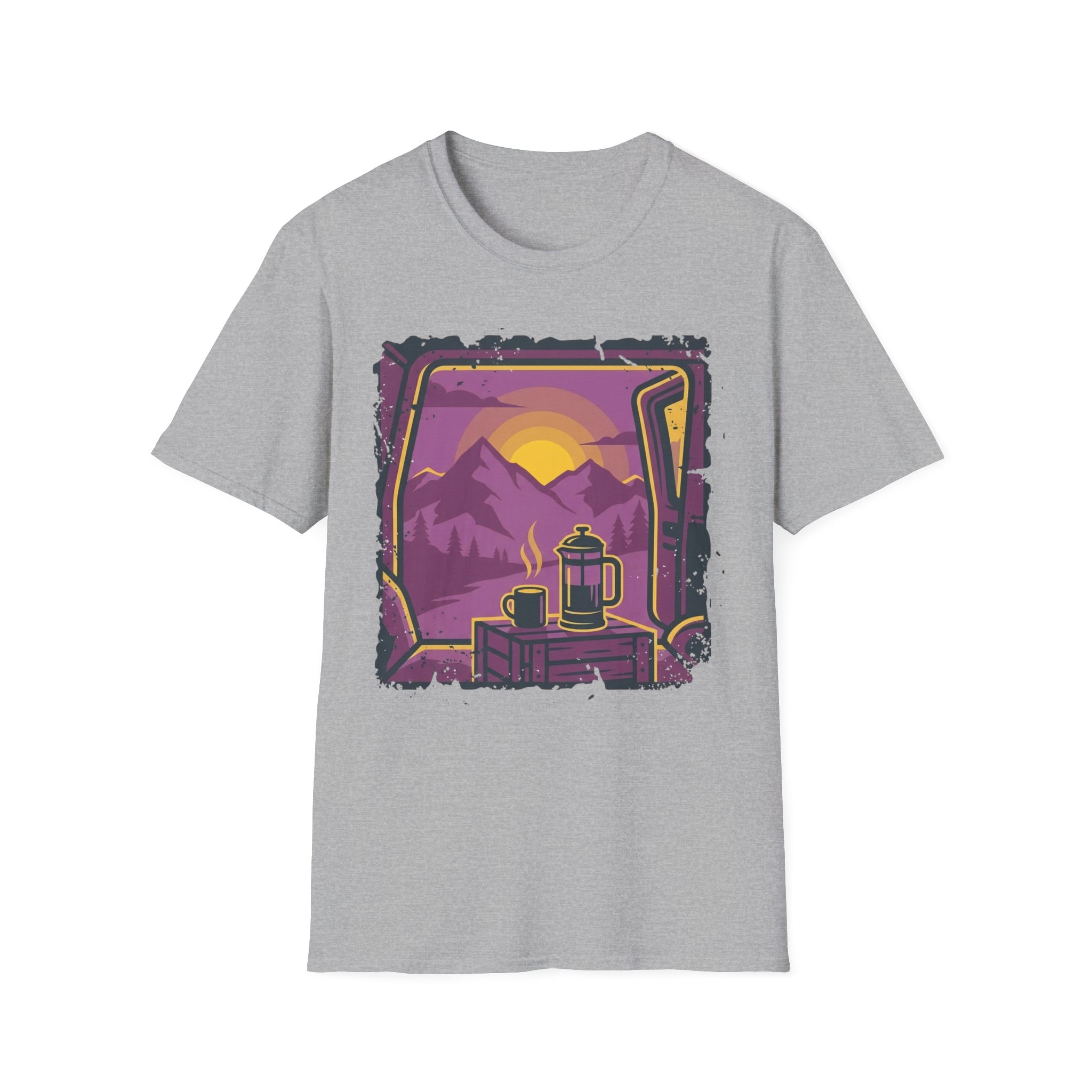 Purple Sunset Van Life Coffee French Press T-shirt - Image 11