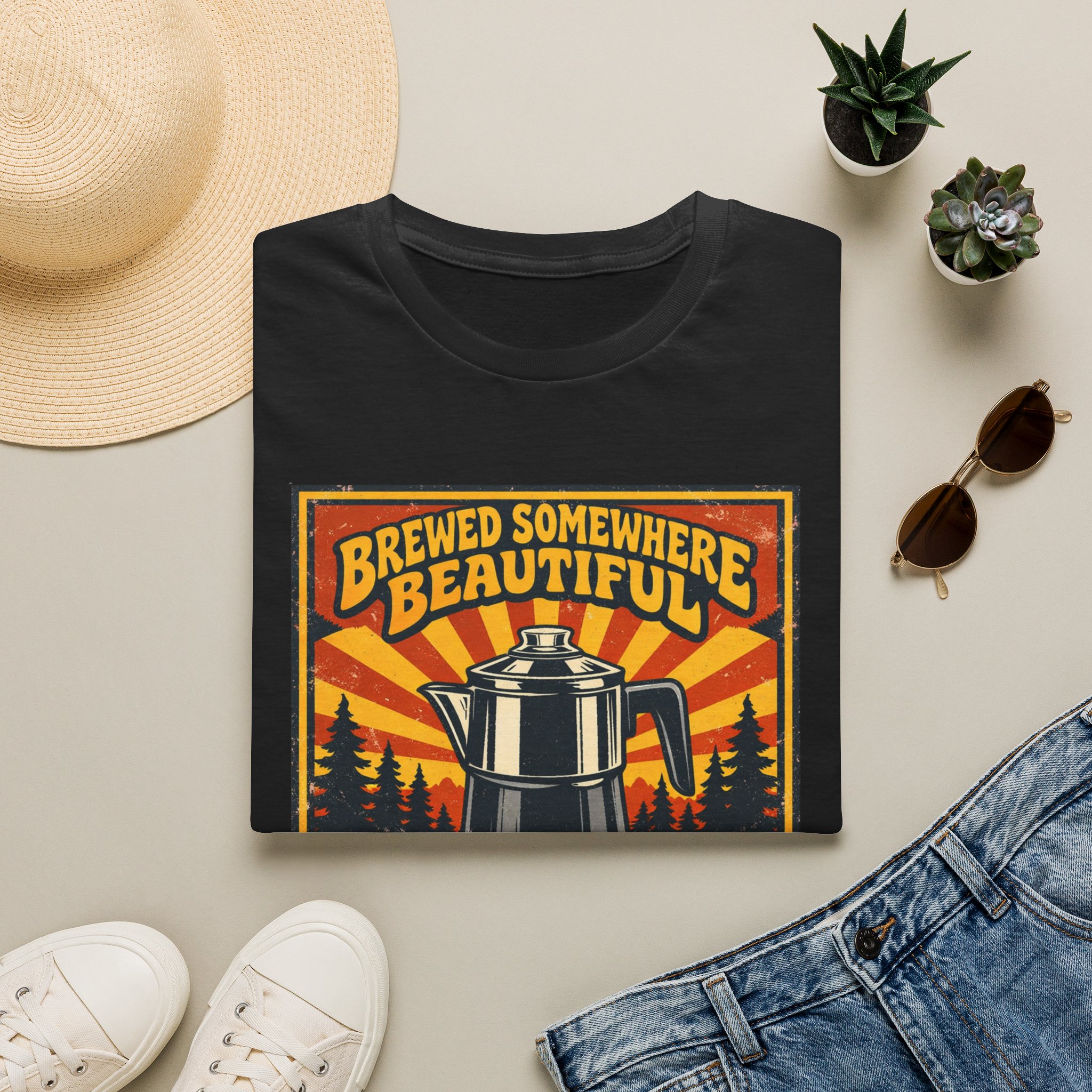 Brewed Somewhere Beautiful Poster Style T-shirt - Image 5