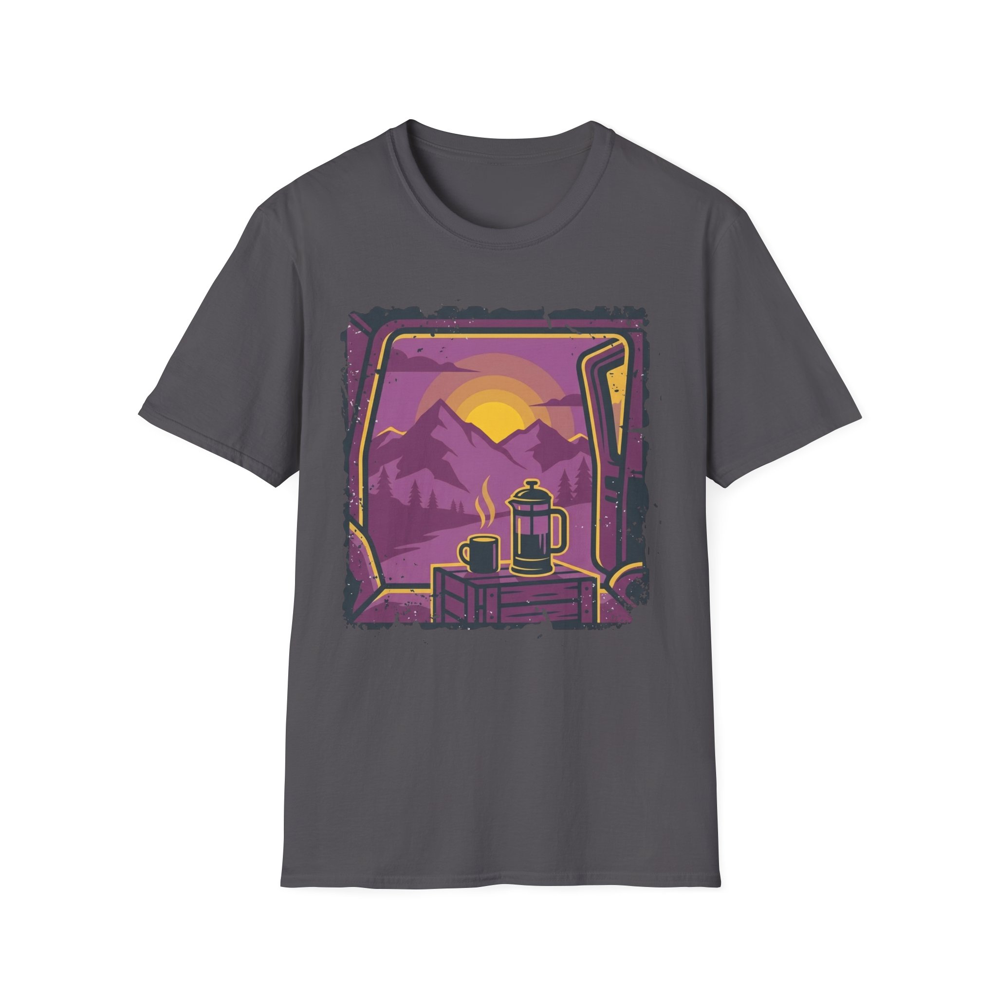 Purple Sunset Van Life Coffee French Press T-shirt - Image 27