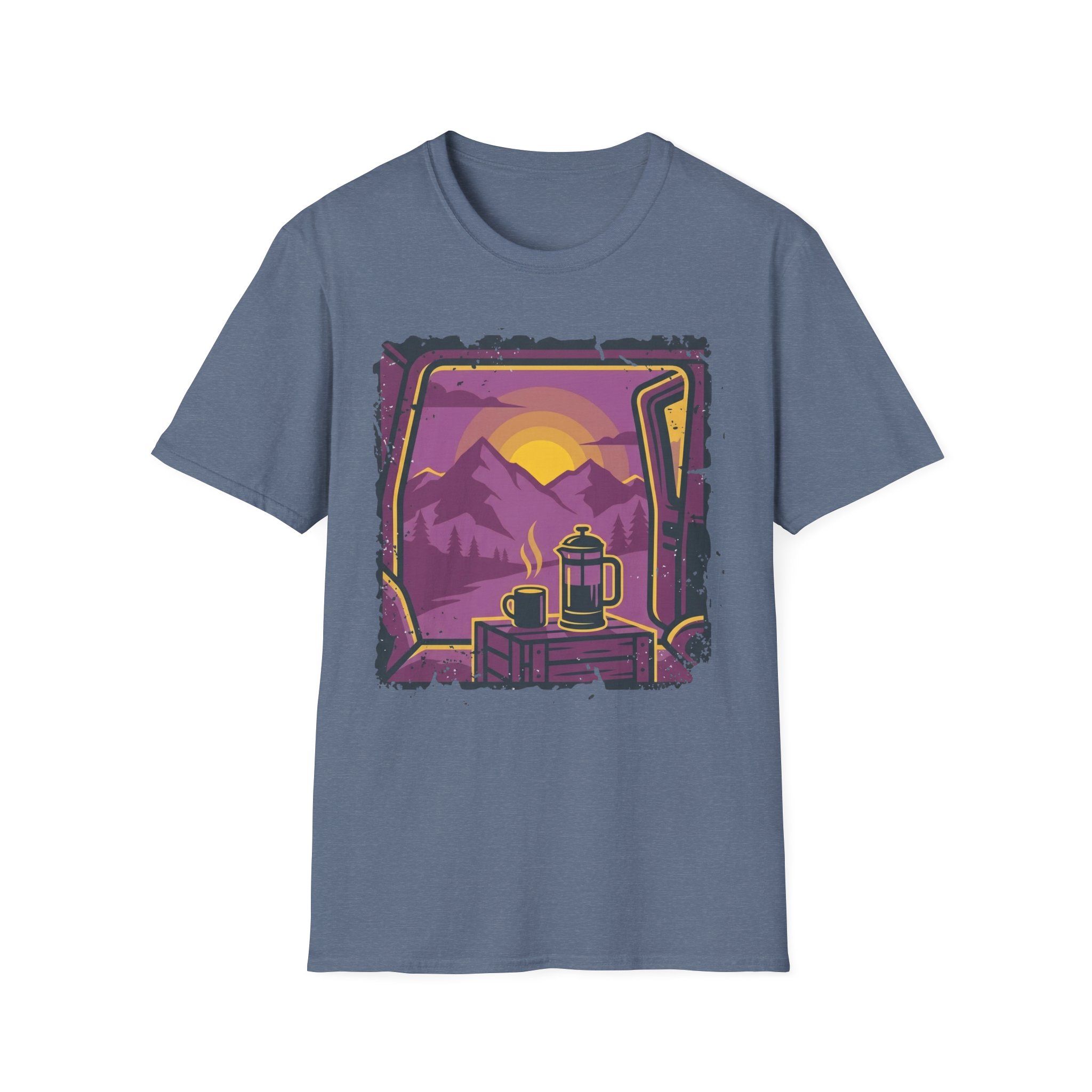 Purple Sunset Van Life Coffee French Press T-shirt - Image 23