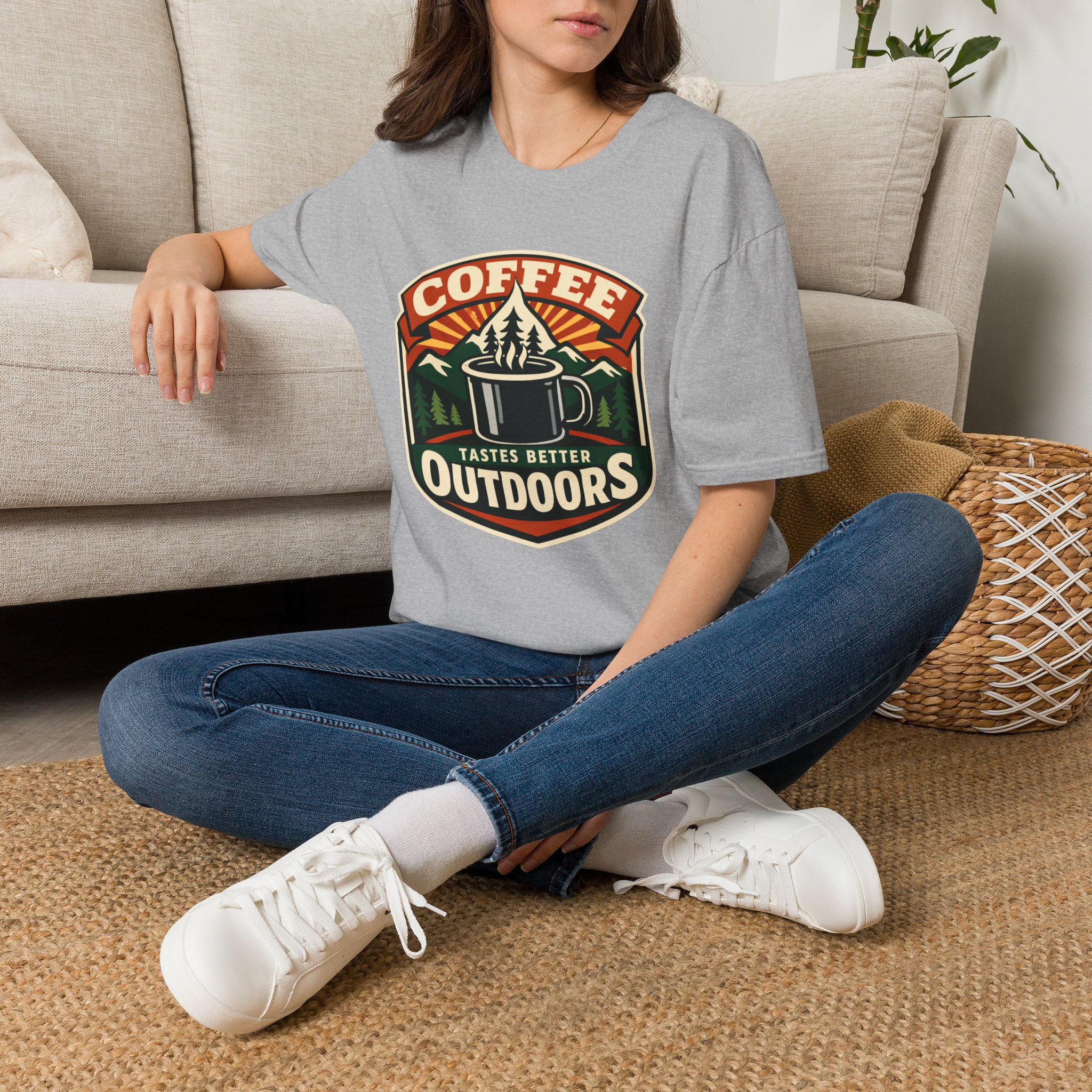 Coffee Tastes Better Outdoors T-Shirt - Image 10