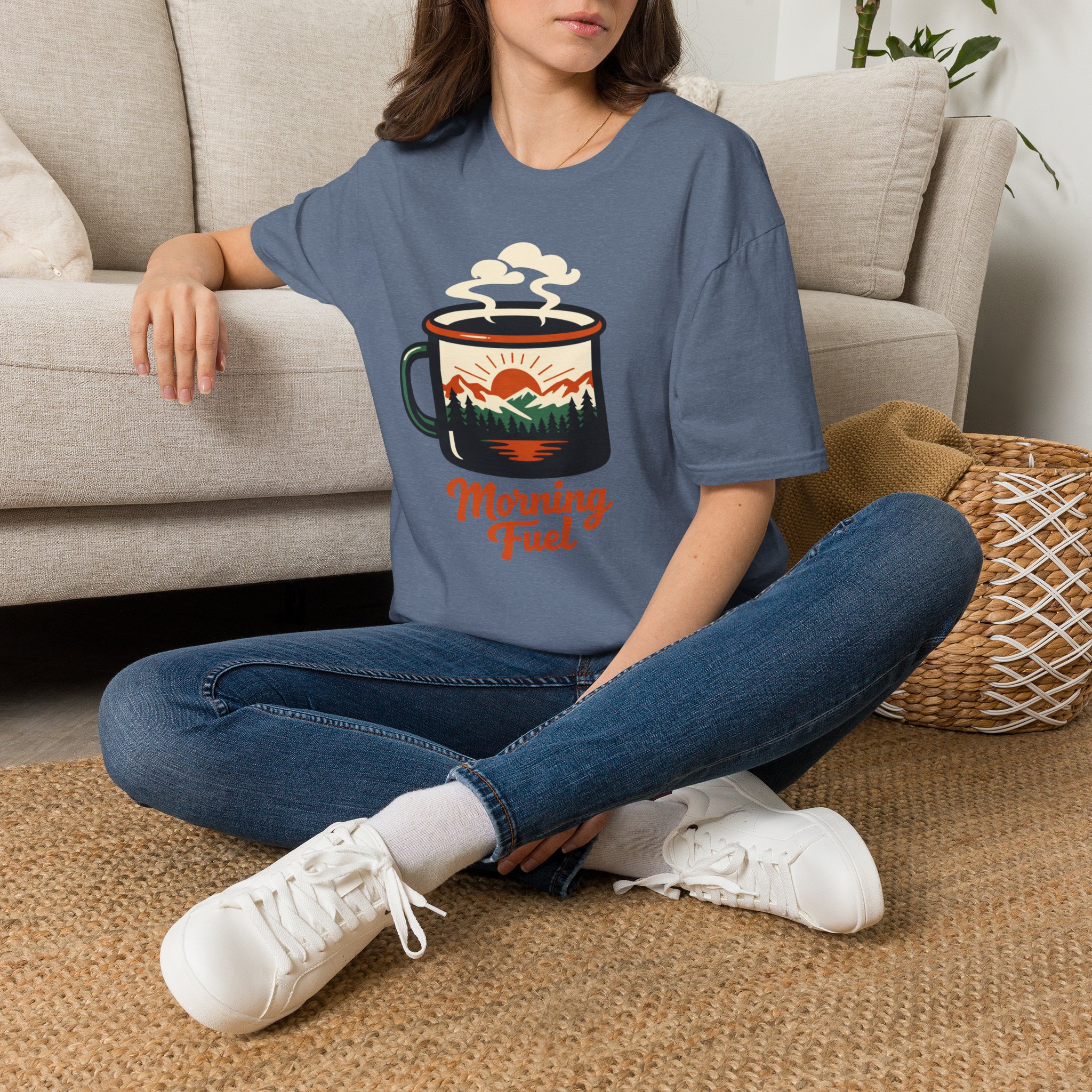 Morning Fuel Coffee T-Shirt — Mountains & Sunrise Graphic - Image 26
