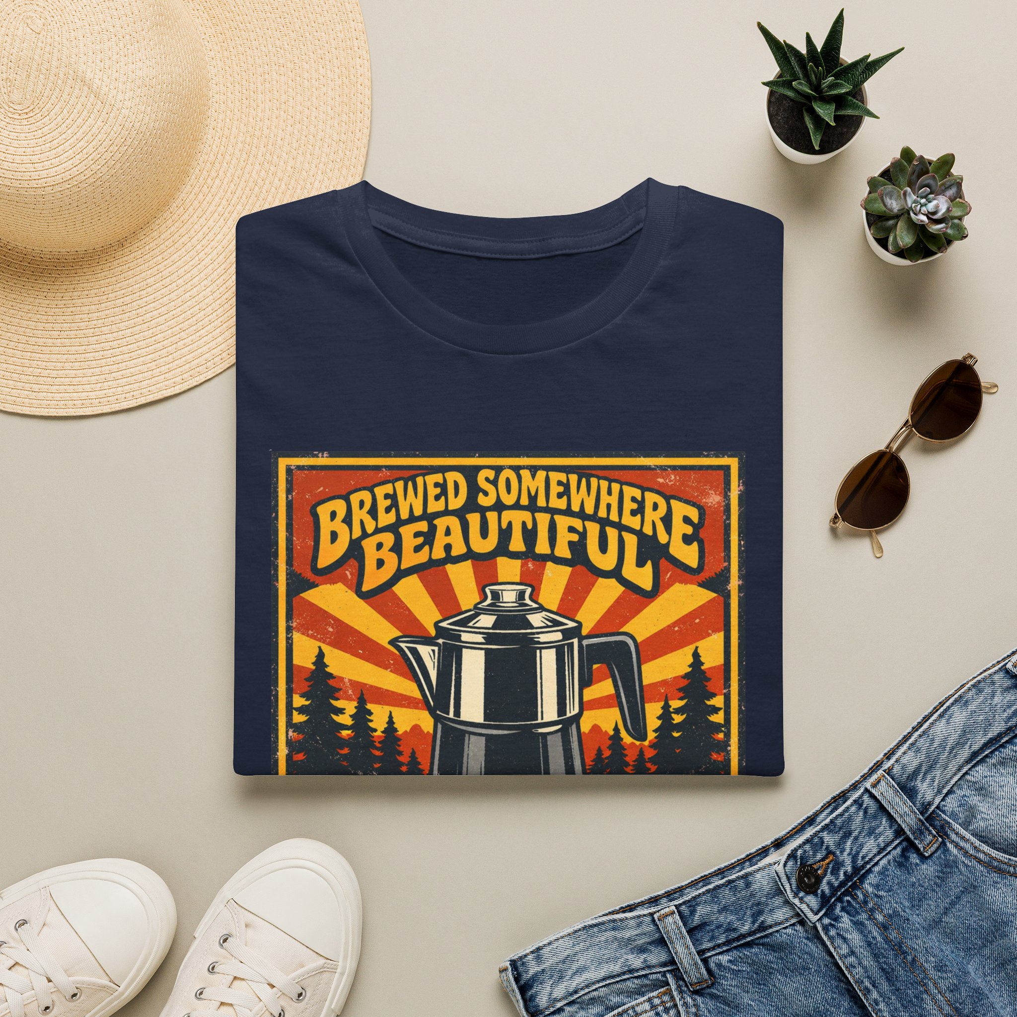 Brewed Somewhere Beautiful Poster Style T-shirt - Image 29