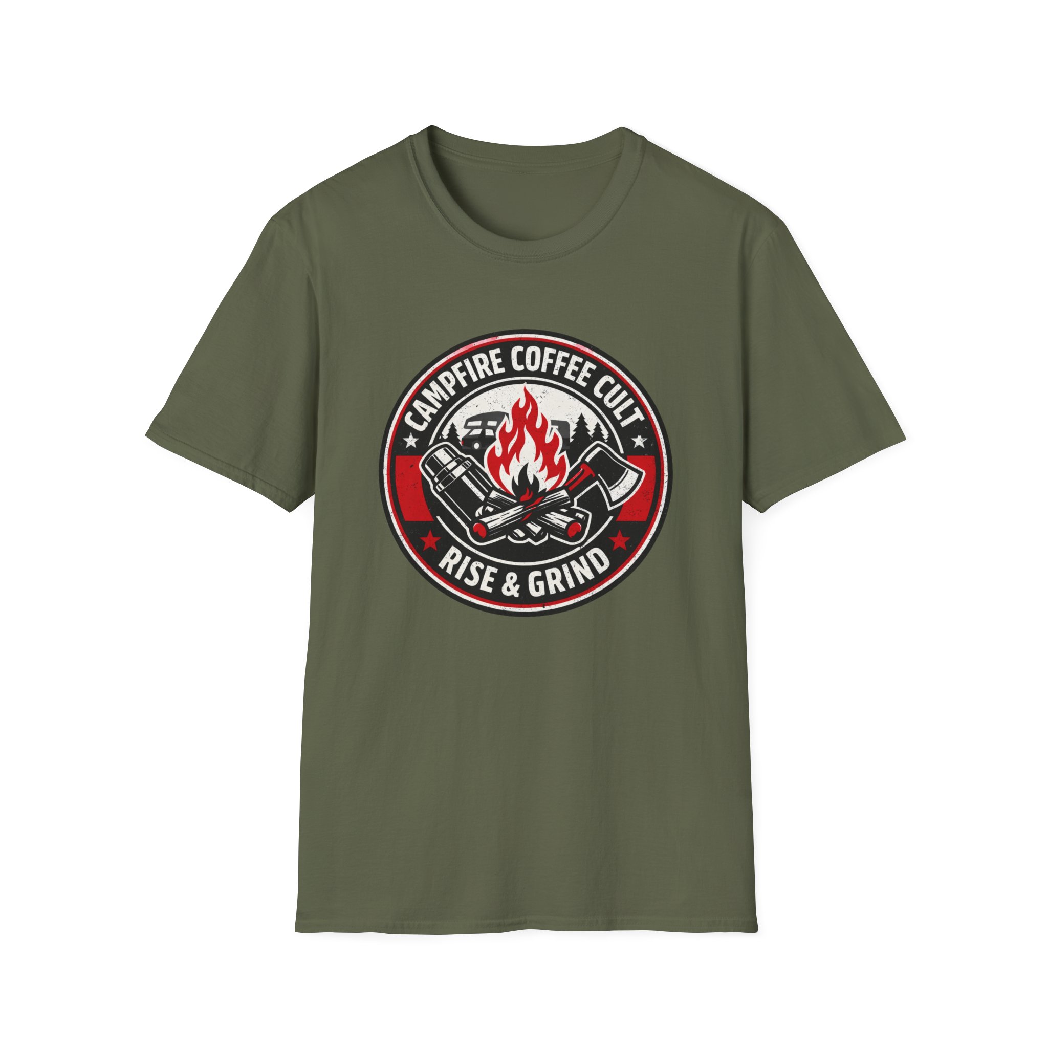 Campfire Coffee Cult Rise & Grind Emblem T-Shirt - Image 19