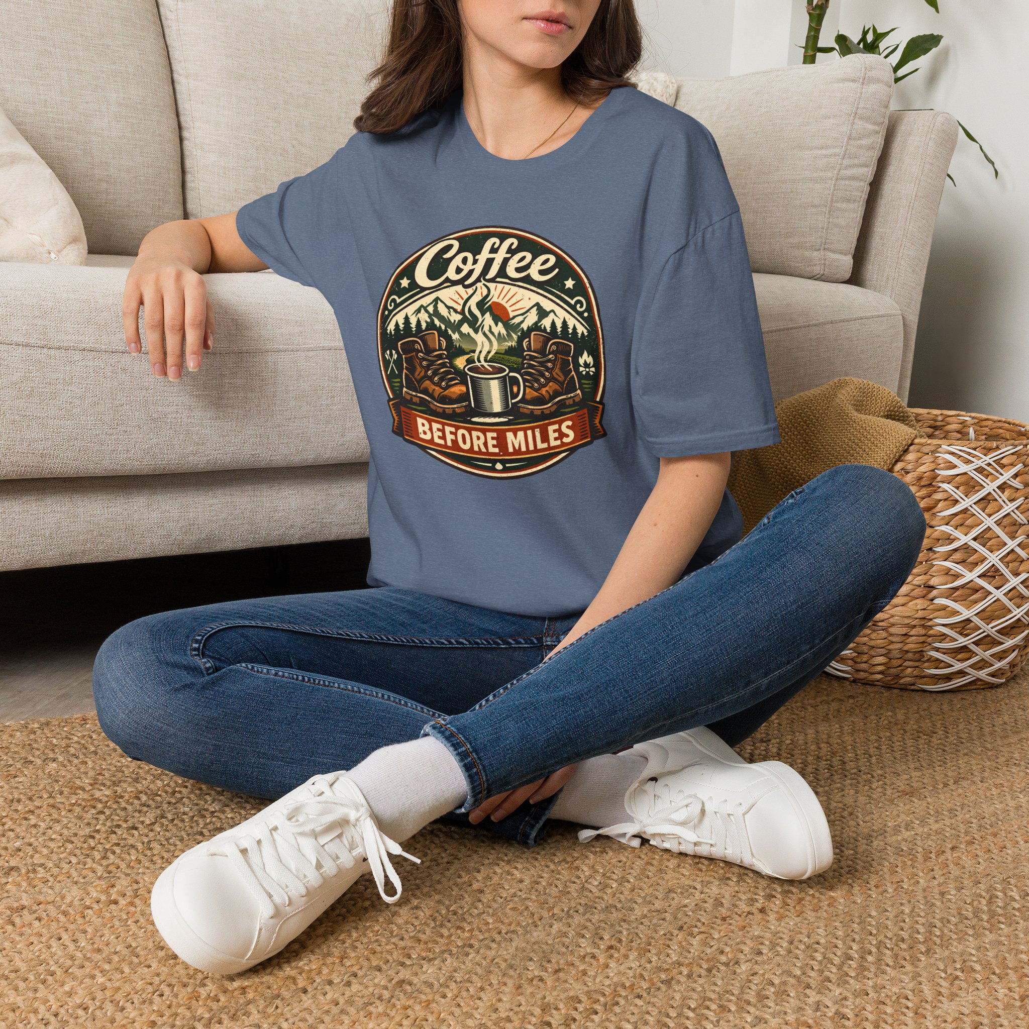 Coffee Before Miles Badge T-Shirt - Image 22