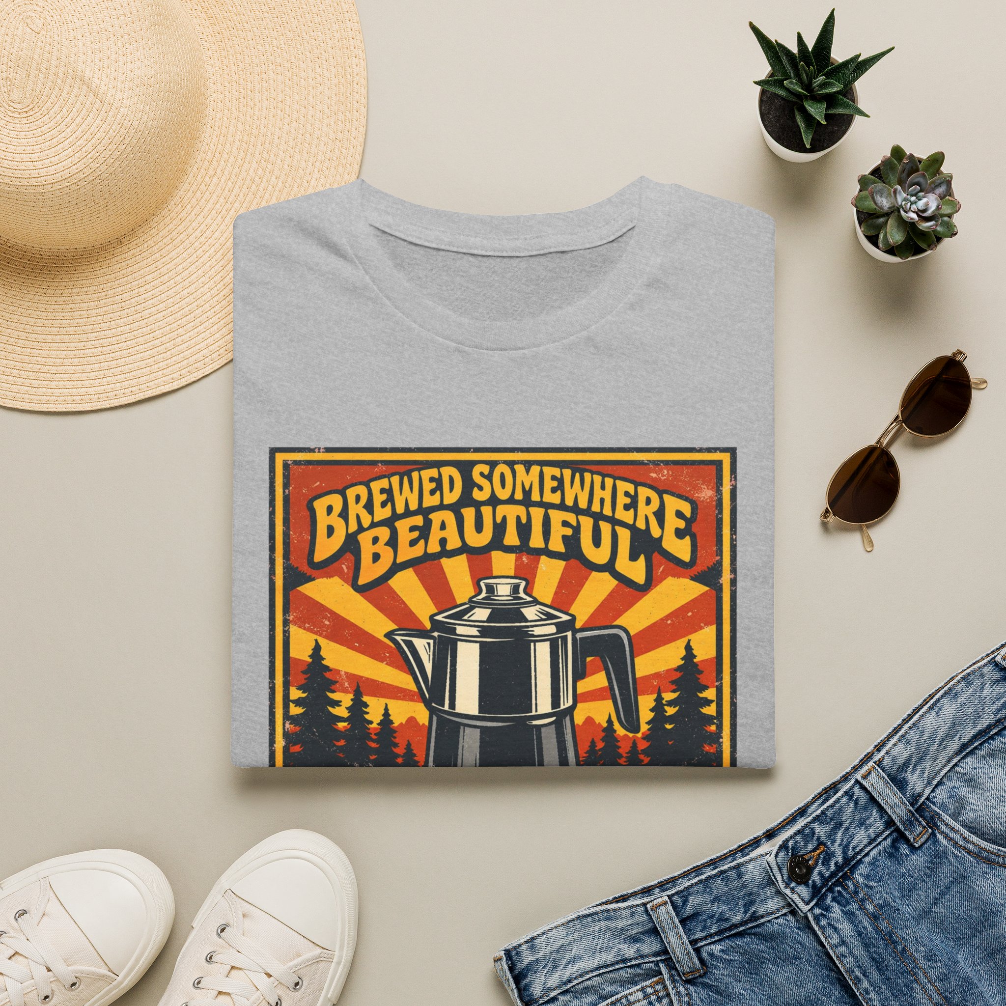 Brewed Somewhere Beautiful Poster Style T-shirt - Image 9