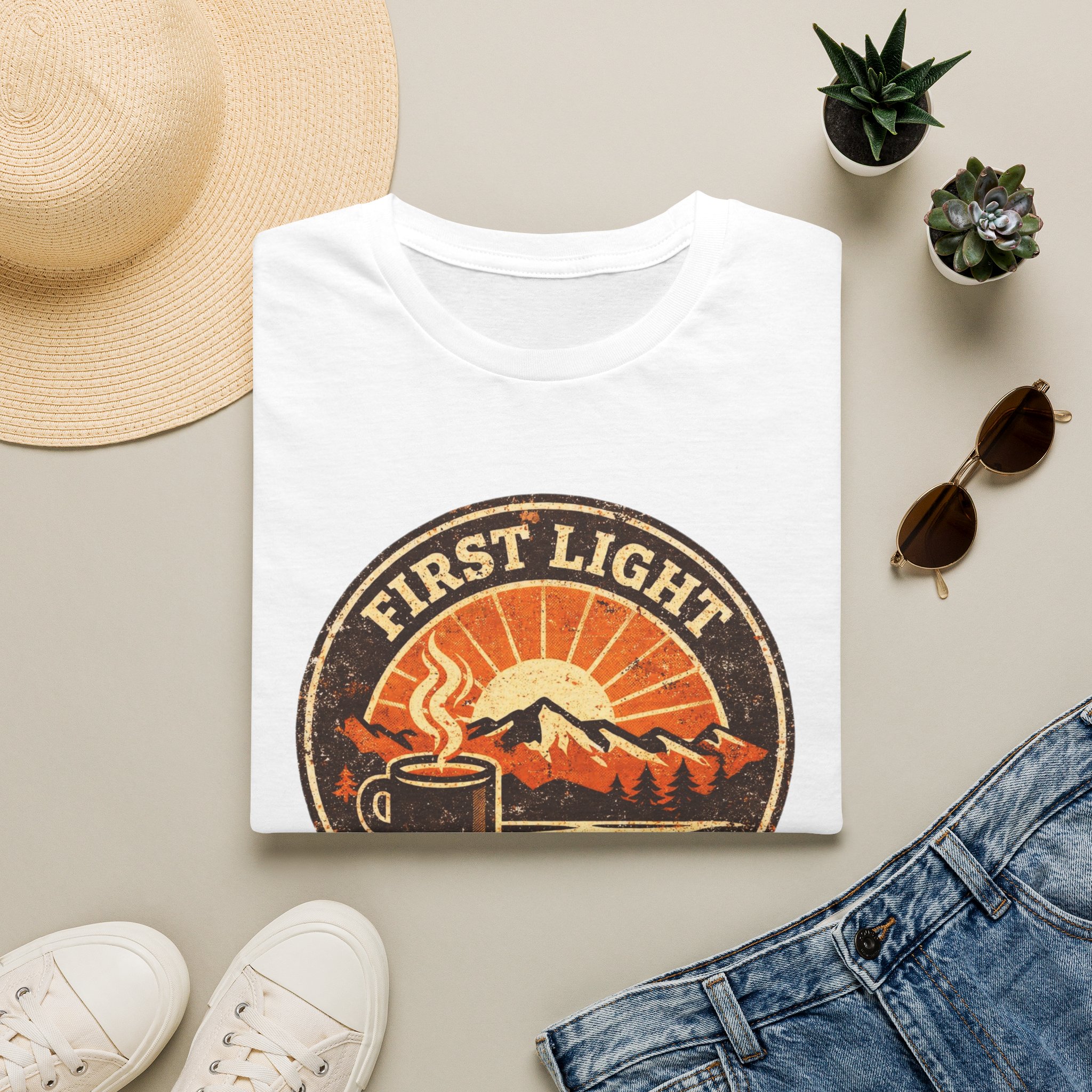 First Light & Flat Whites Distressed T-Shirt