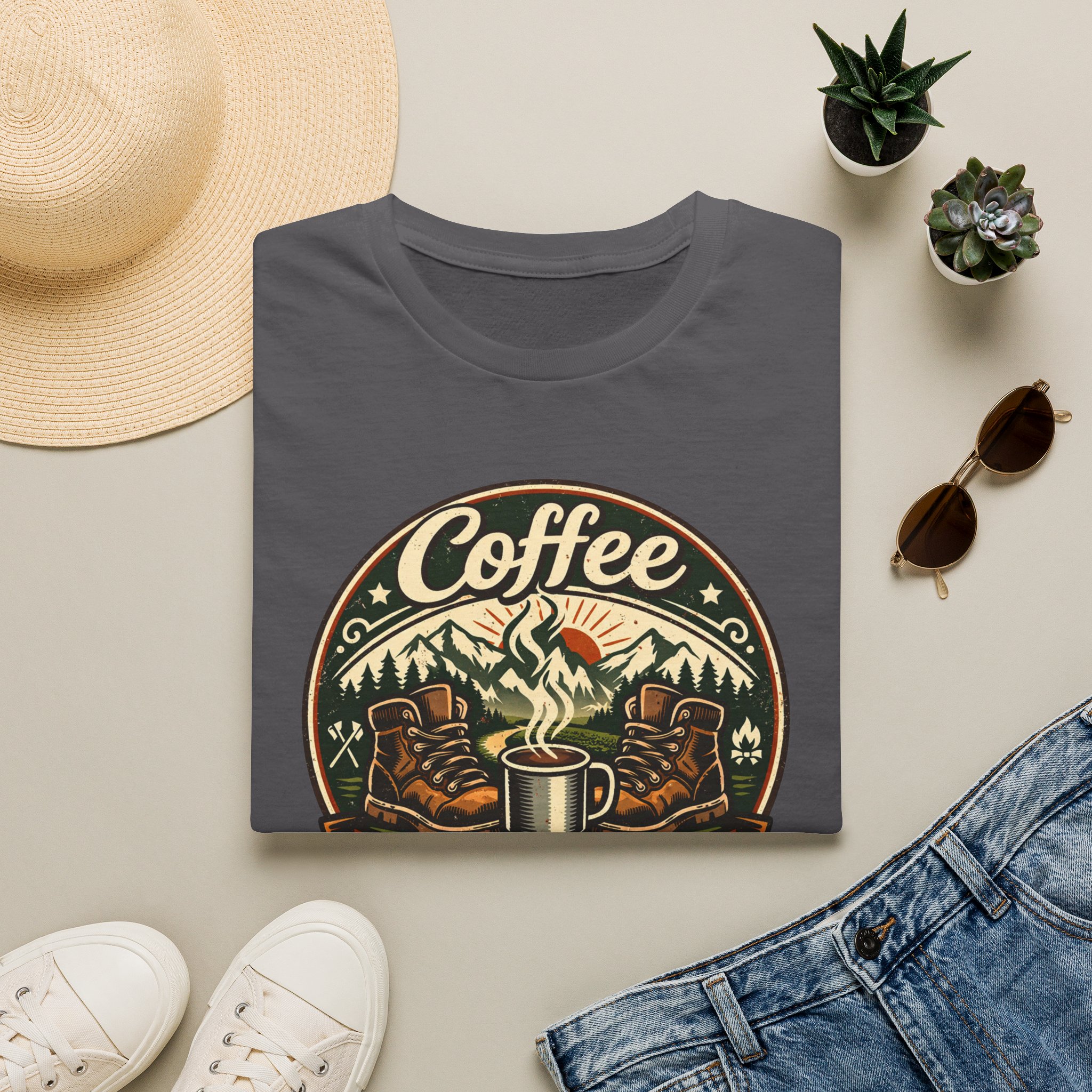 Coffee Before Miles Badge T-Shirt - Image 25