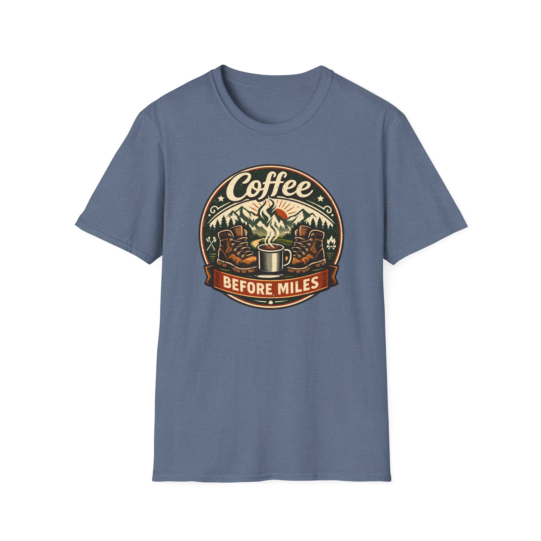 Coffee Before Miles Badge T-Shirt - Image 23