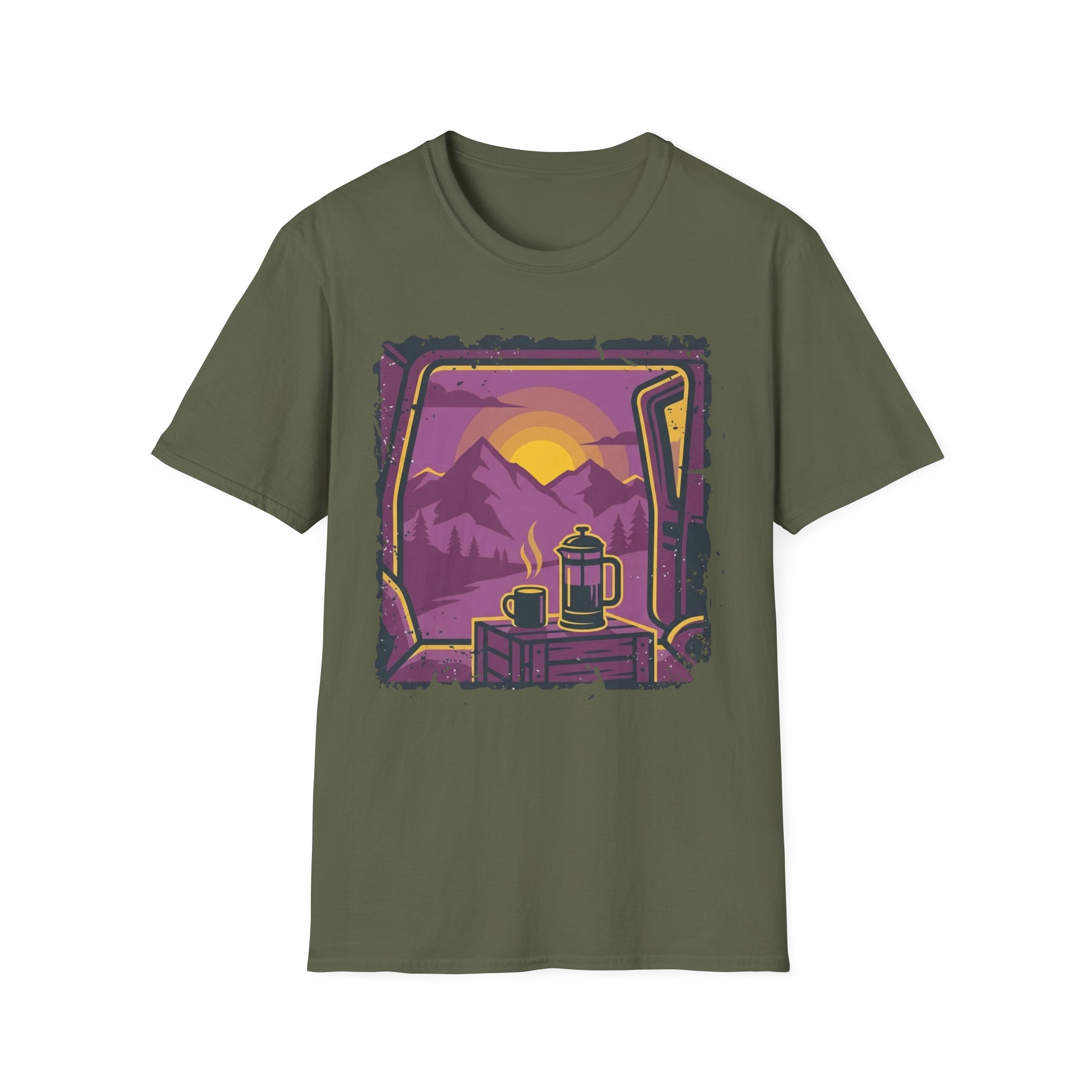 Purple Sunset Van Life Coffee French Press T-shirt - Image 19