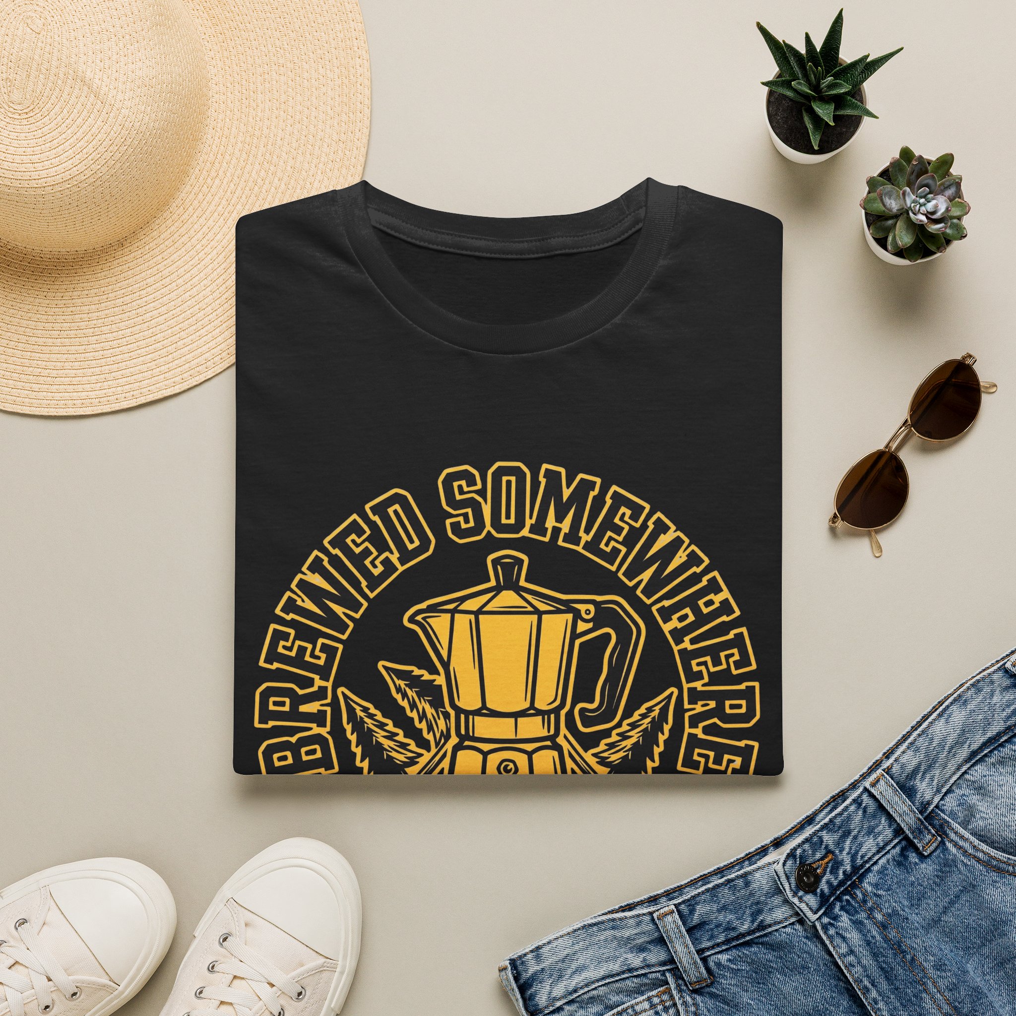 Brewed Somewhere Beautiful Coffee Pot & Tree T-Shirt - Image 5