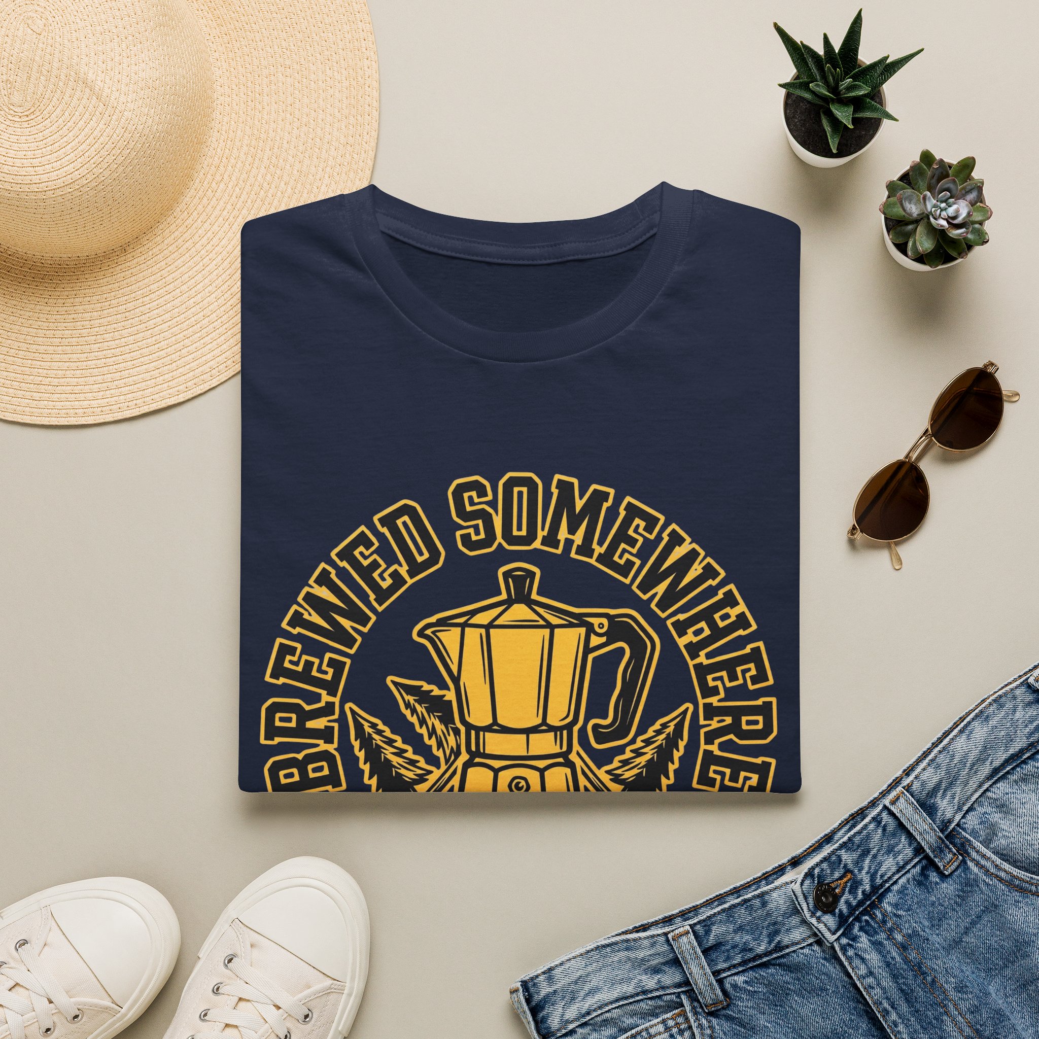 Brewed Somewhere Beautiful Coffee Pot & Tree T-Shirt - Image 29