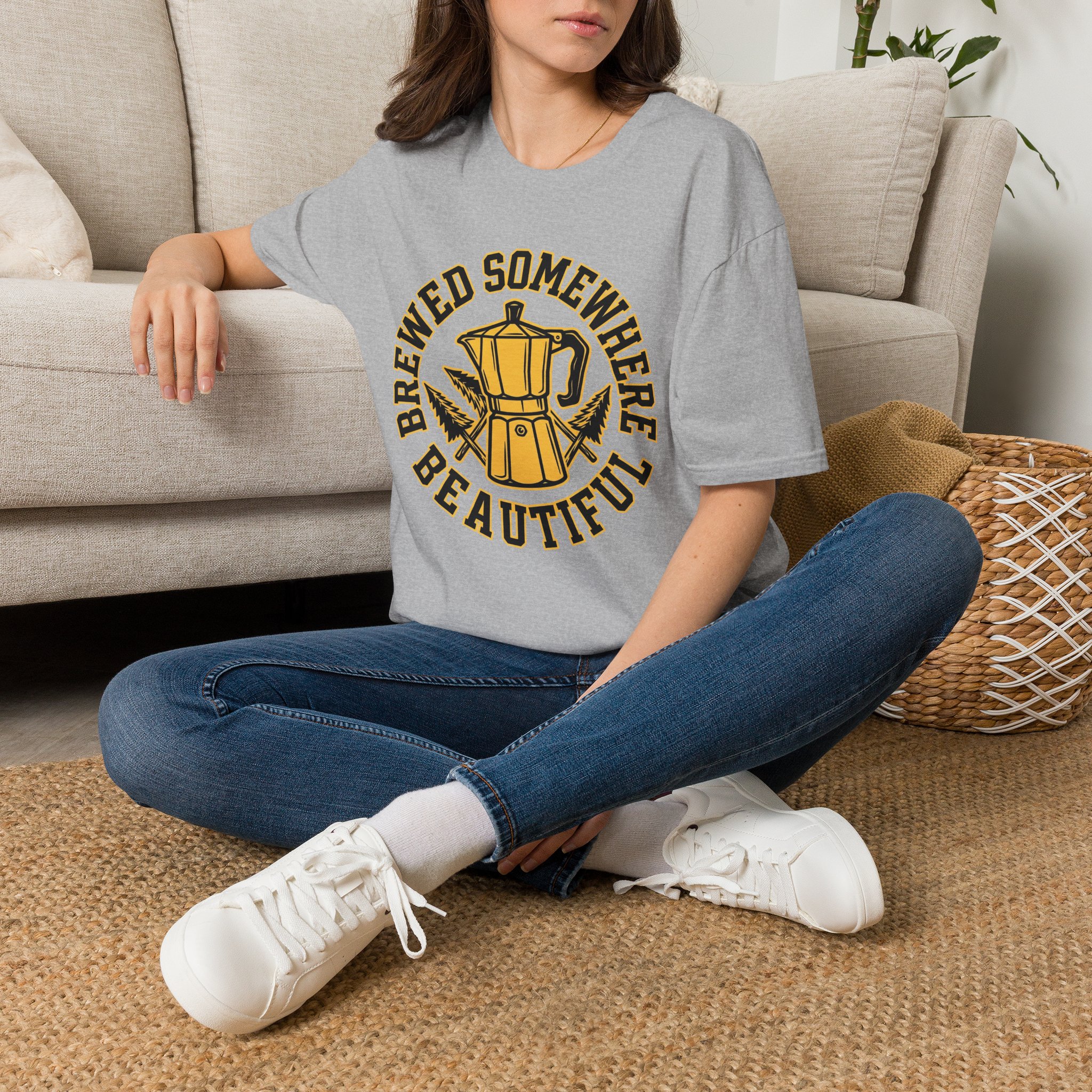 Brewed Somewhere Beautiful Coffee Pot & Tree T-Shirt - Image 10