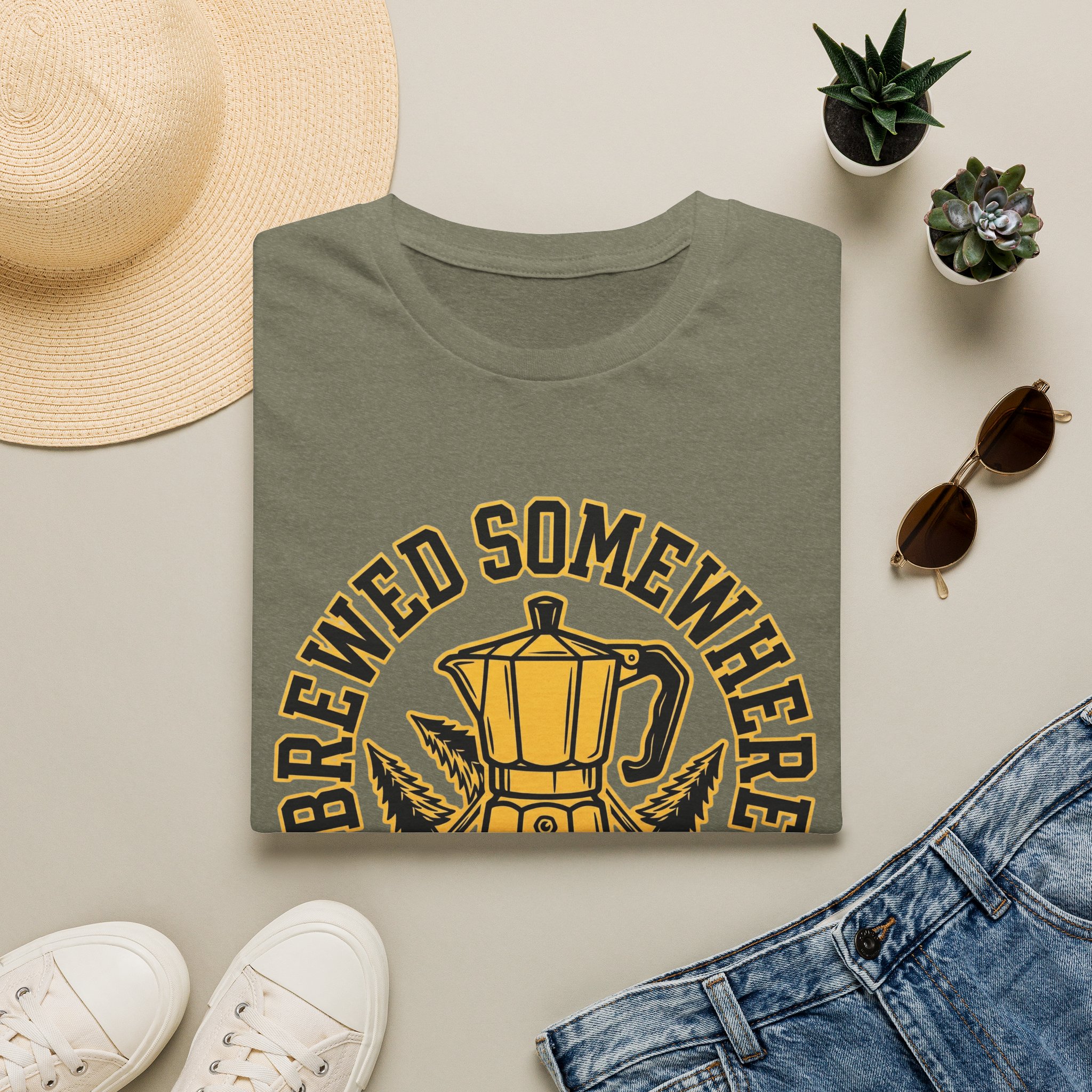 Brewed Somewhere Beautiful Coffee Pot & Tree T-Shirt - Image 13