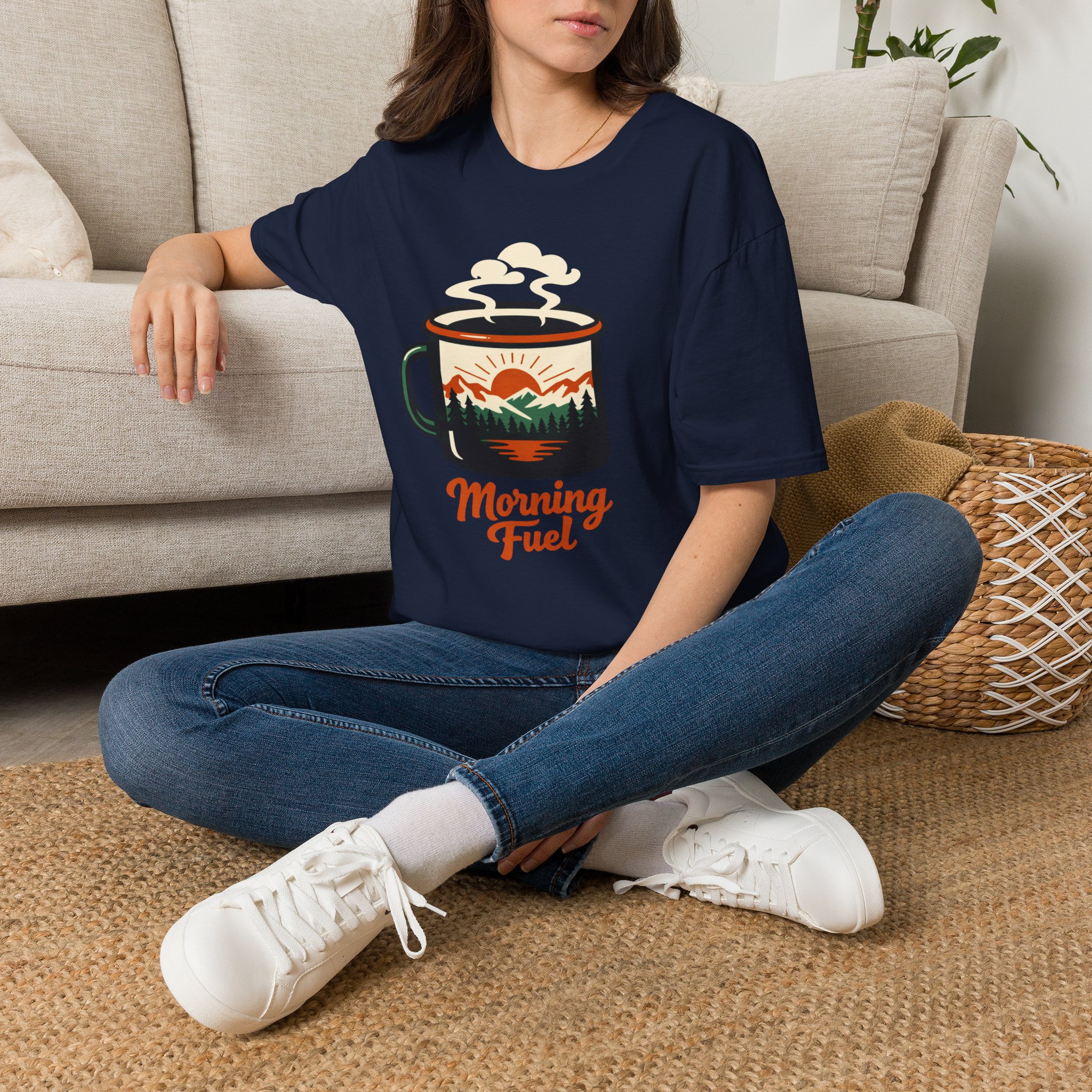 Morning Fuel Coffee T-Shirt — Mountains & Sunrise Graphic - Image 34