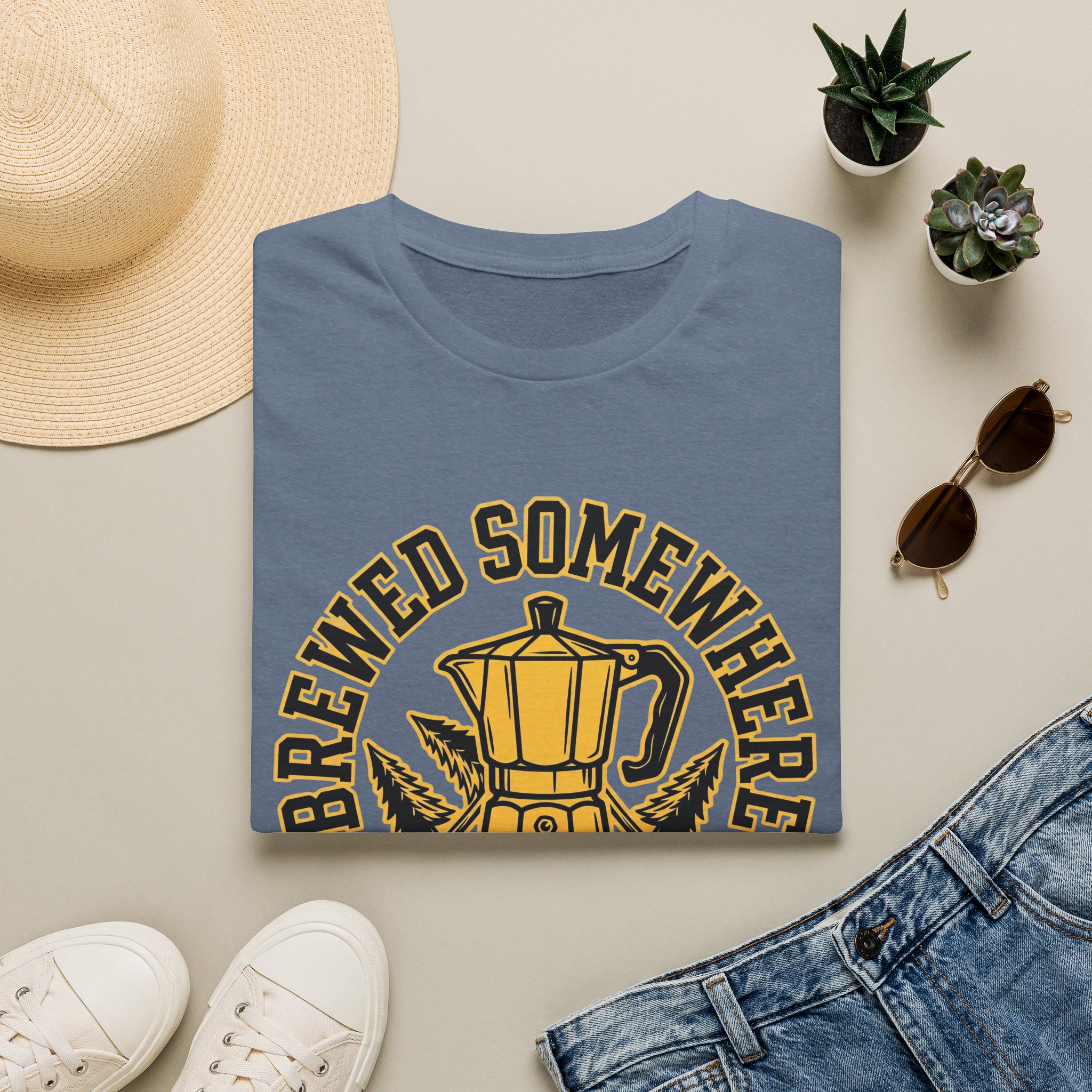 Brewed Somewhere Beautiful Coffee Pot & Tree T-Shirt - Image 21