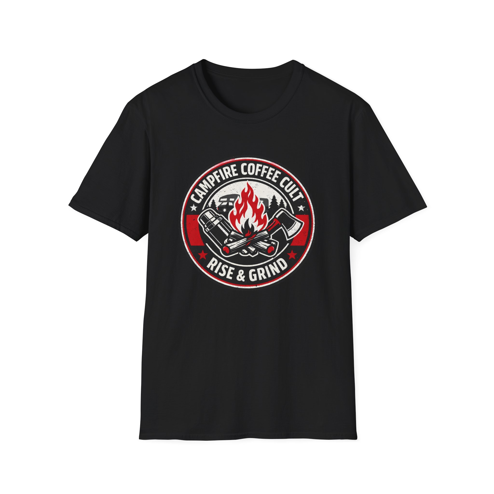 Campfire Coffee Cult Rise & Grind Emblem T-Shirt - Image 7