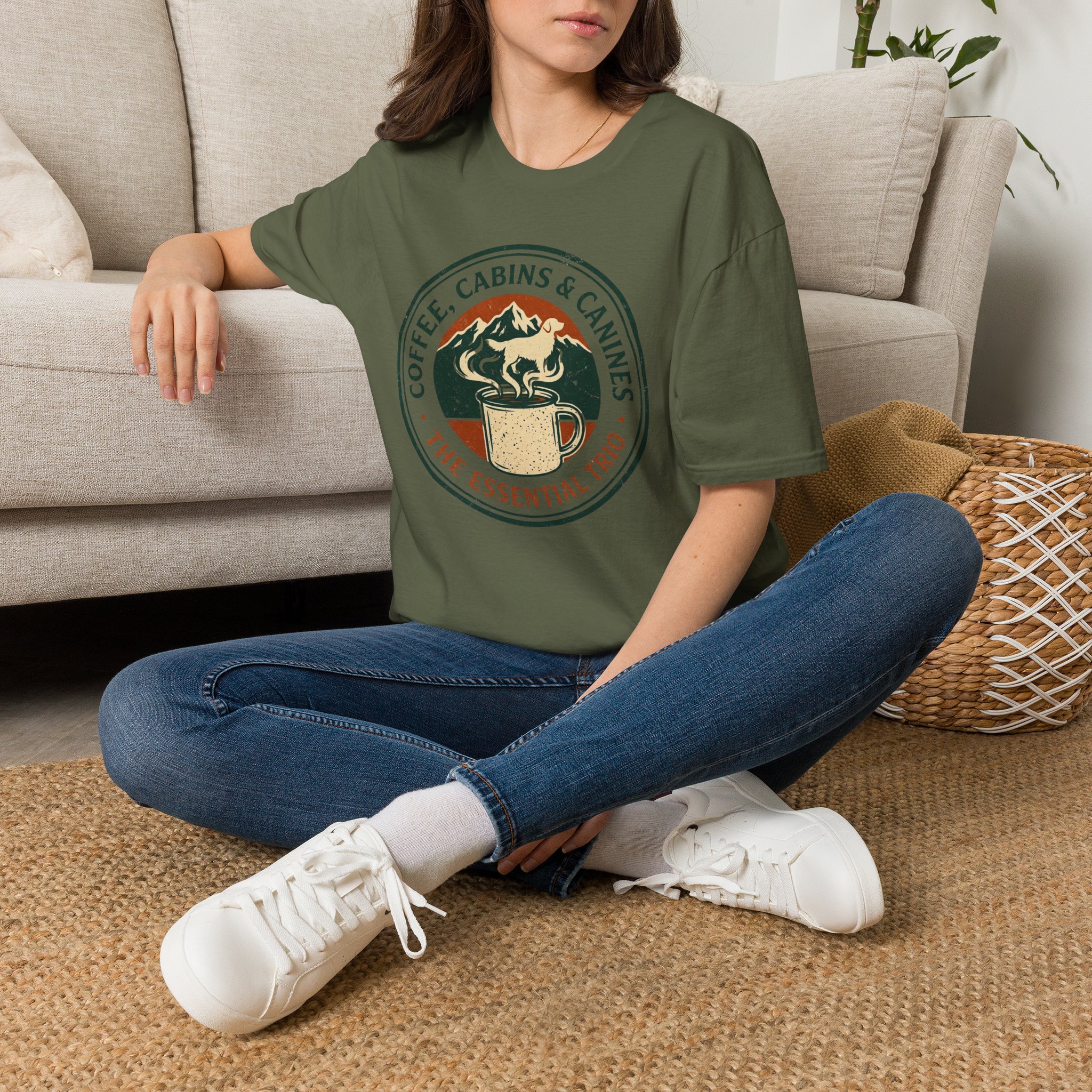 Coffee, Cabins & Canines - The Essential Trio T-Shirt - Image 14