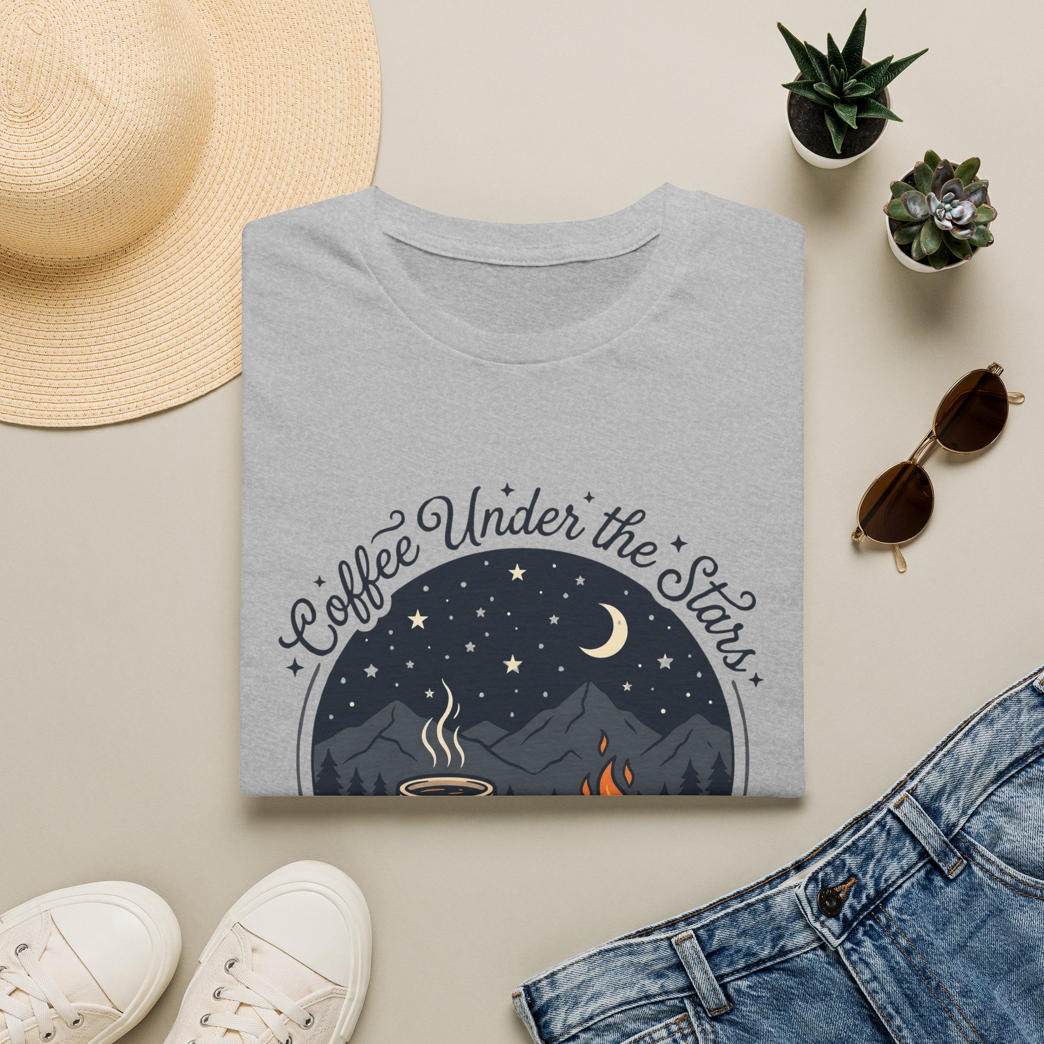 Coffee Under The Stars Cartoon Style T-Shirt - Image 5