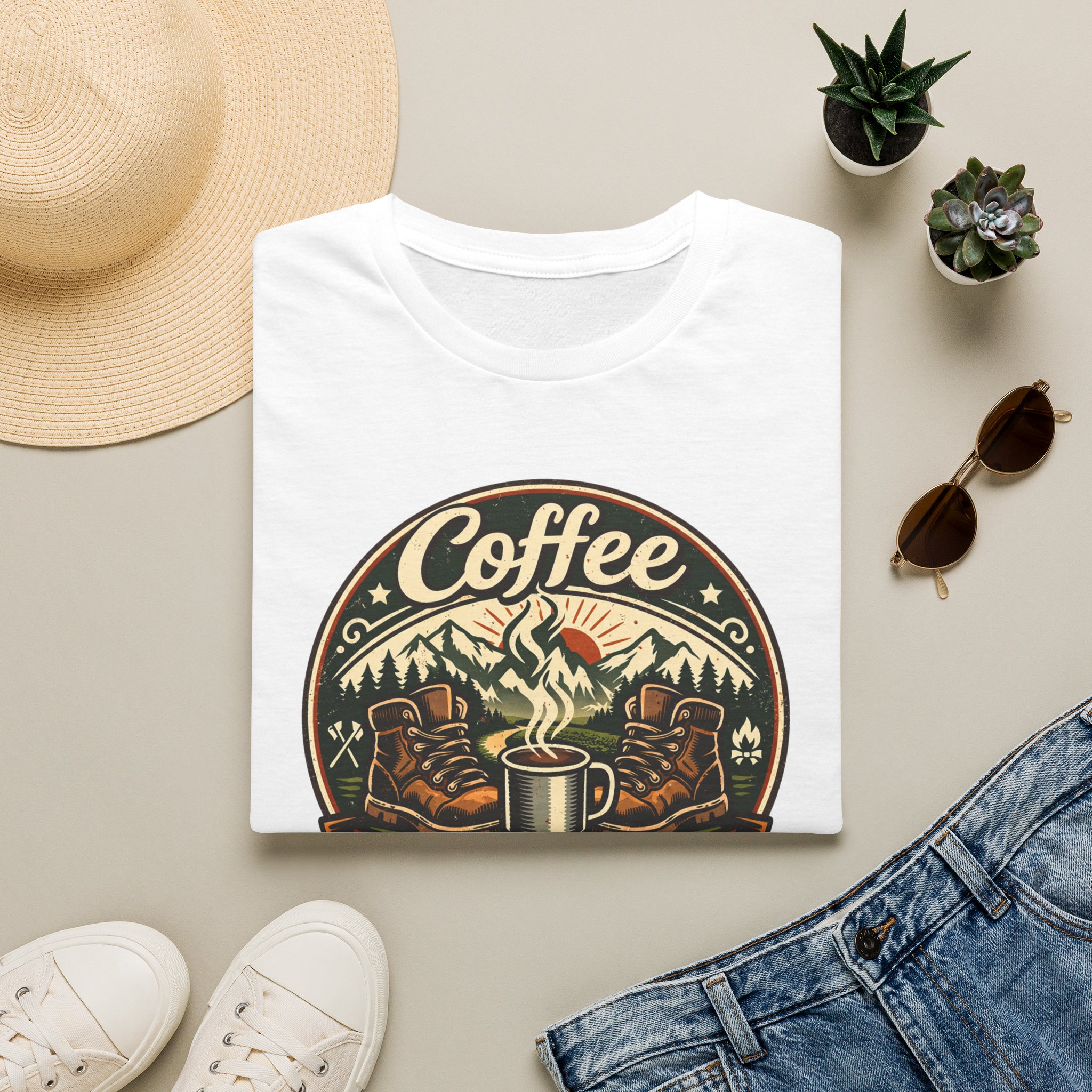 Coffee Before Miles Badge T-Shirt