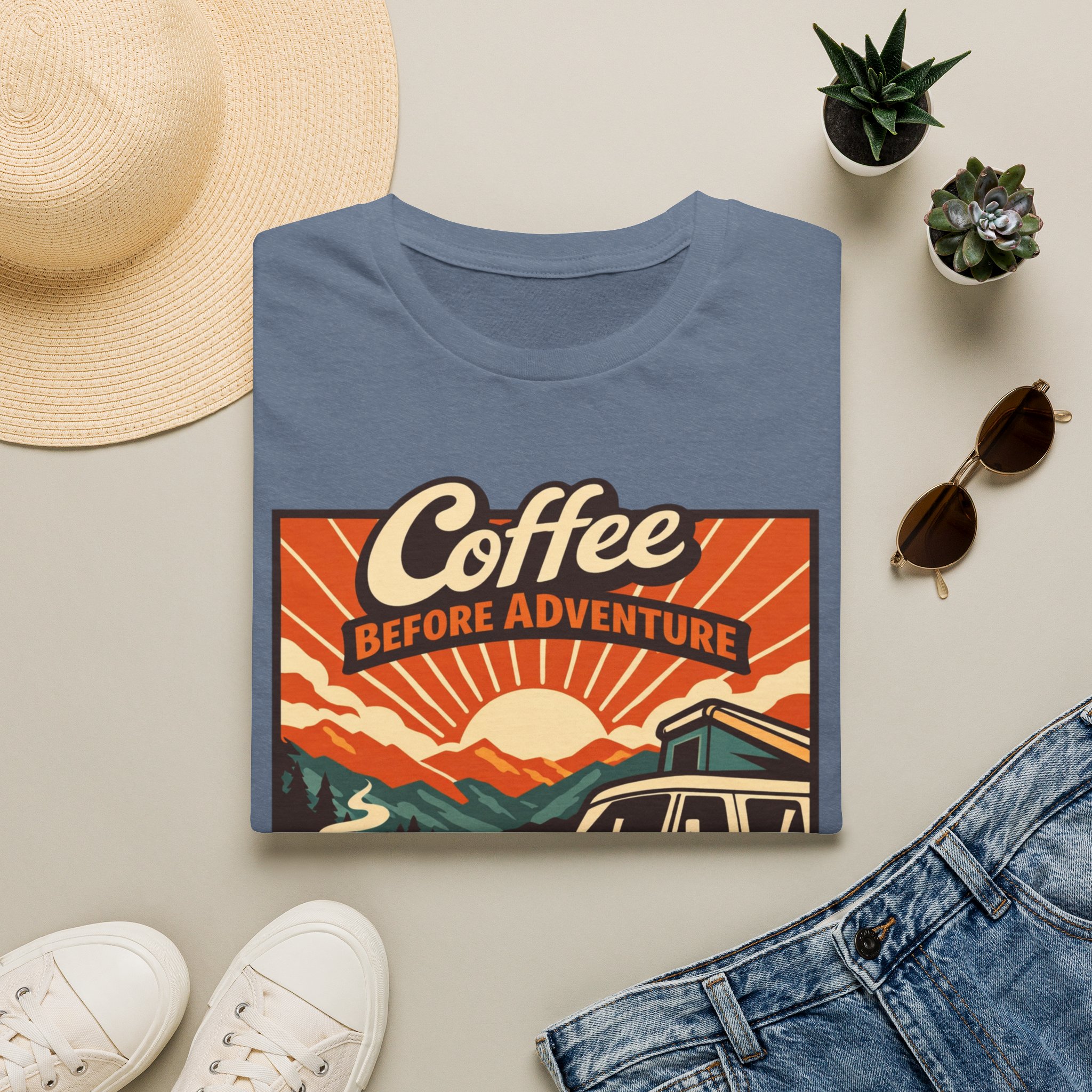 Coffee Before Adventure T-Shirt | Camper Van, Sunrise Camping Graphic - Image 21