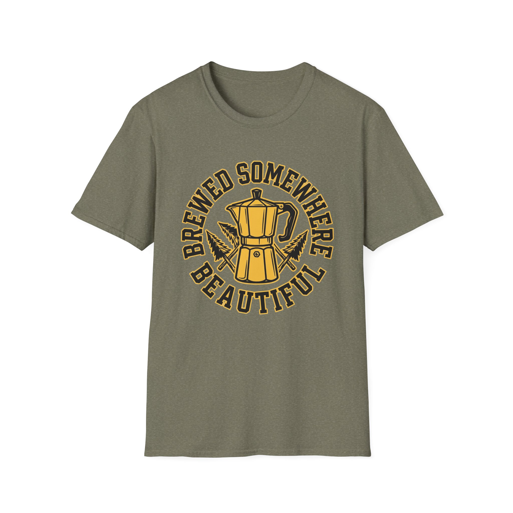Brewed Somewhere Beautiful Coffee Pot & Tree T-Shirt - Image 15