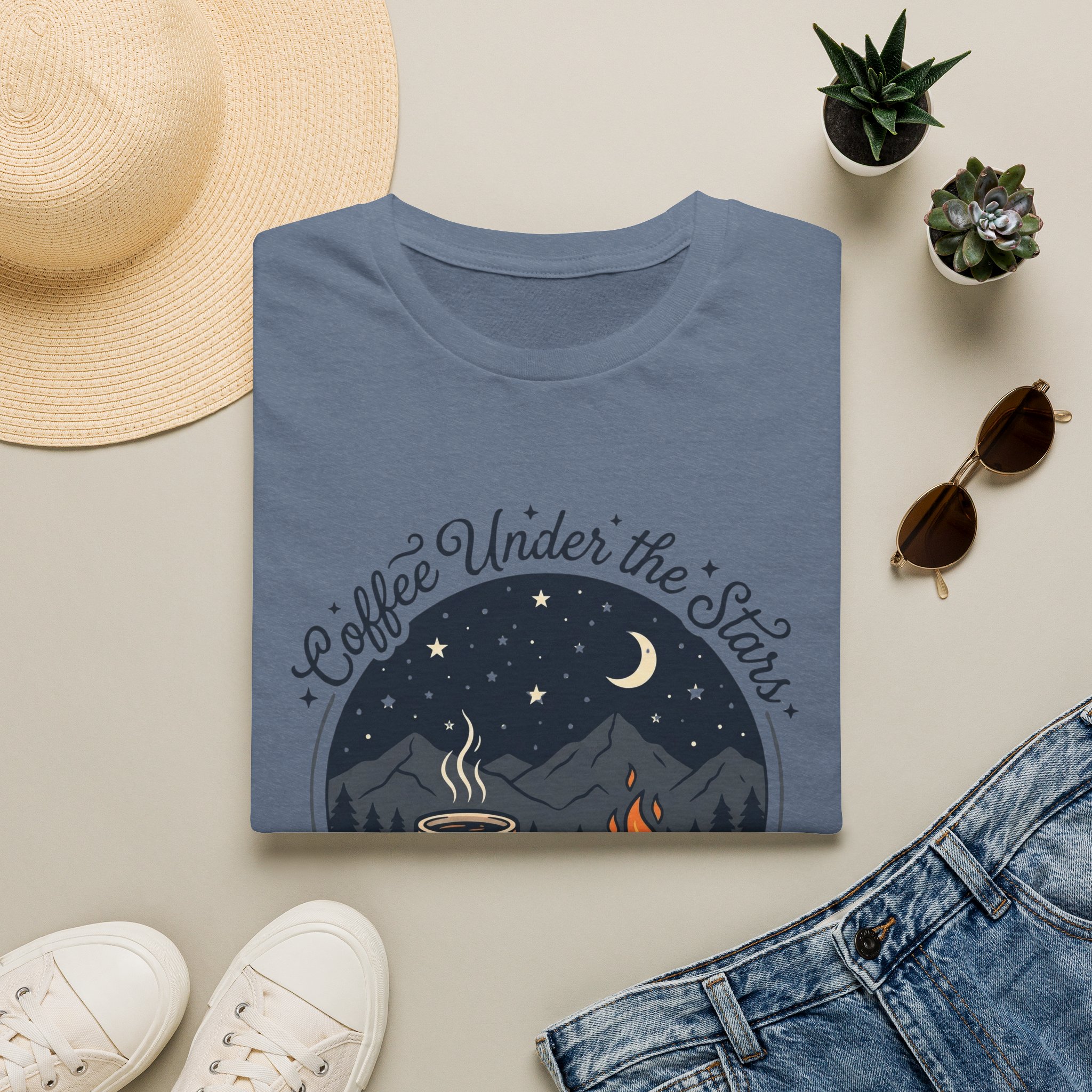 Coffee Under The Stars Cartoon Style T-Shirt - Image 13