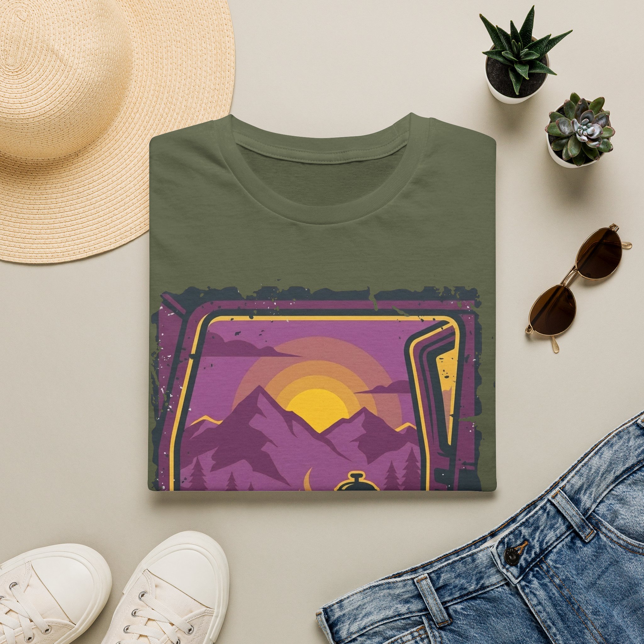 Purple Sunset Van Life Coffee French Press T-shirt - Image 17