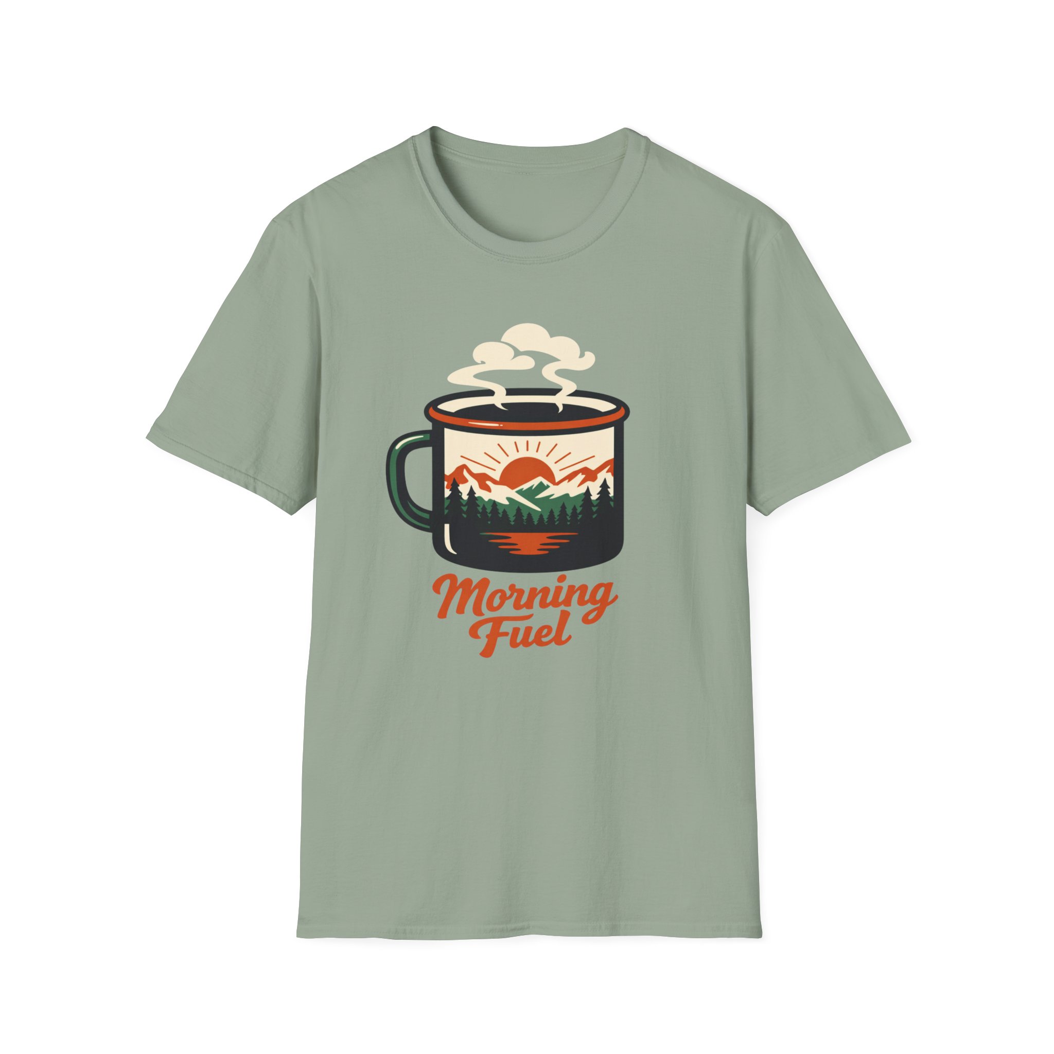 Morning Fuel Coffee T-Shirt — Mountains & Sunrise Graphic - Image 23