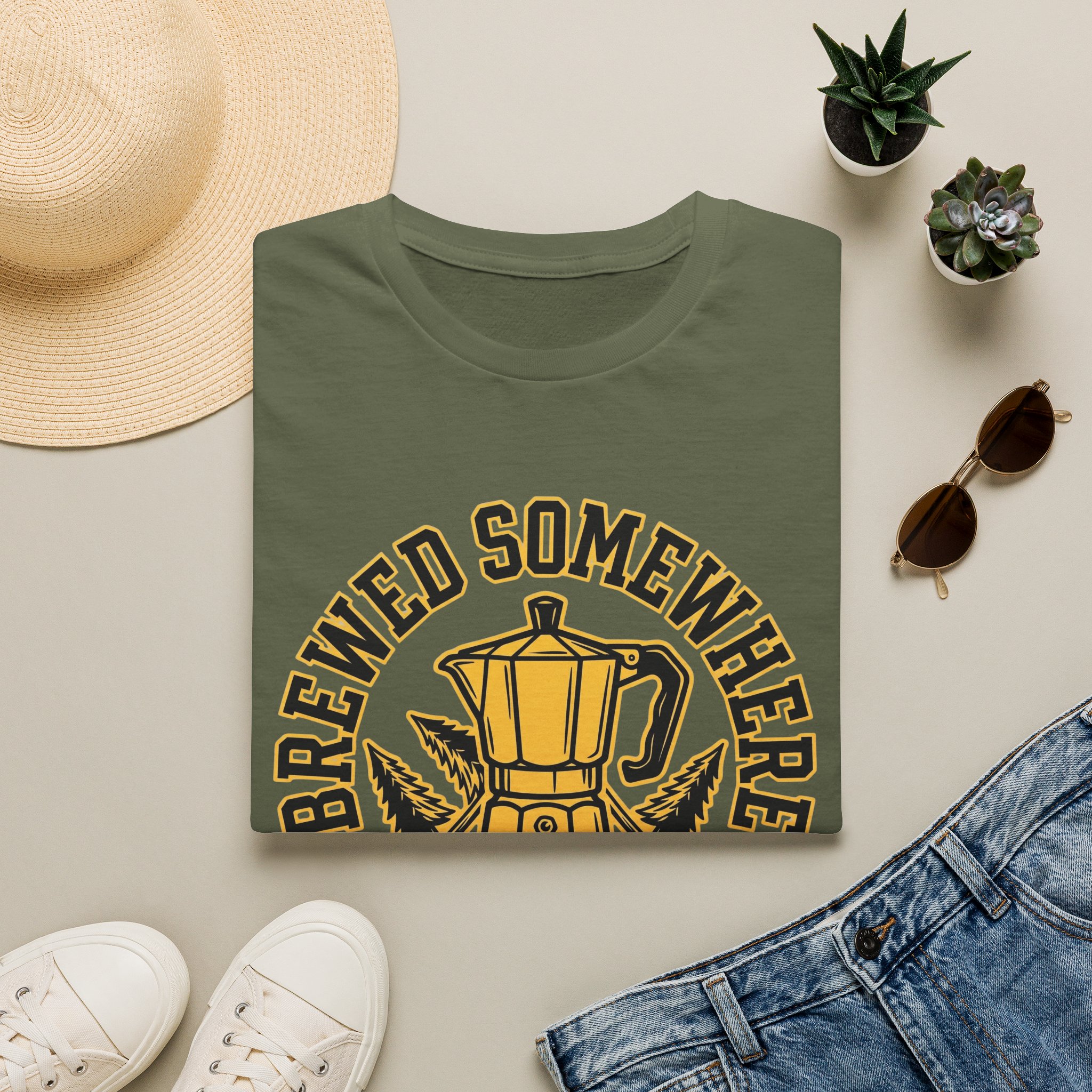 Brewed Somewhere Beautiful Coffee Pot & Tree T-Shirt - Image 17