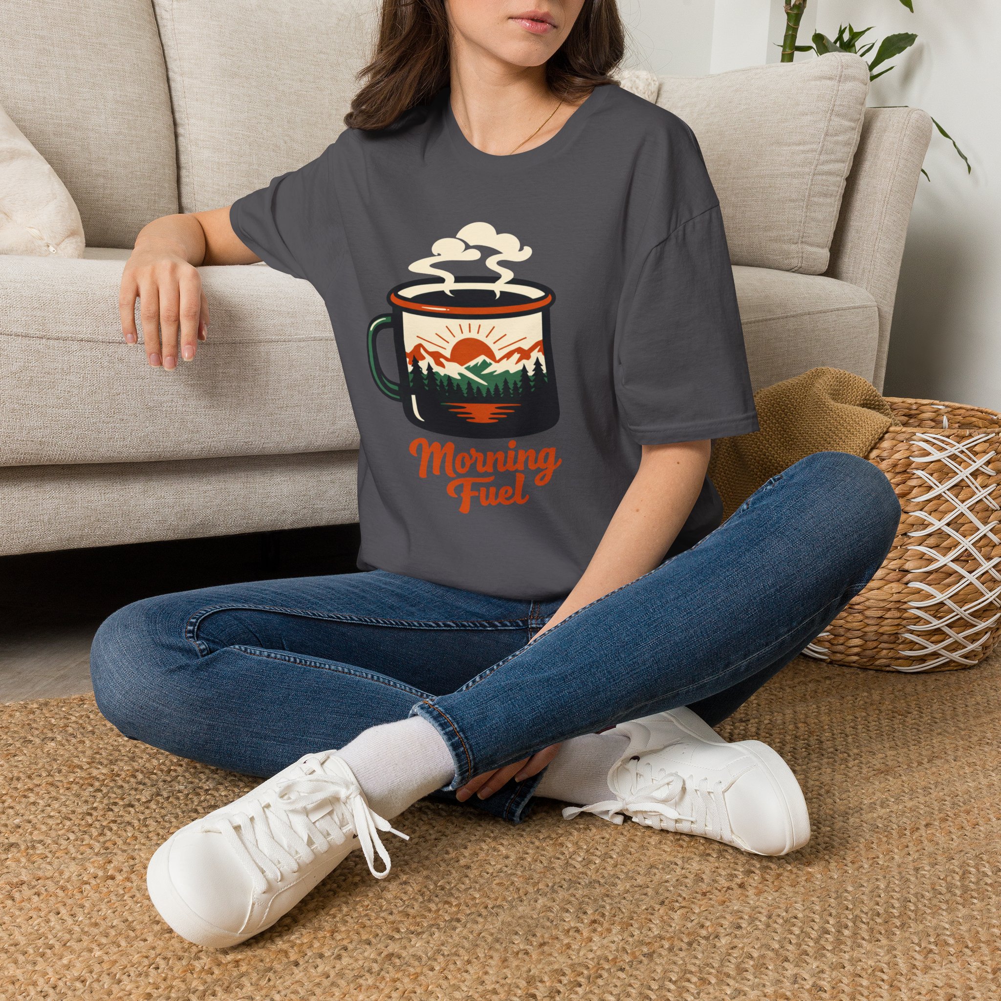 Morning Fuel Coffee T-Shirt — Mountains & Sunrise Graphic - Image 30