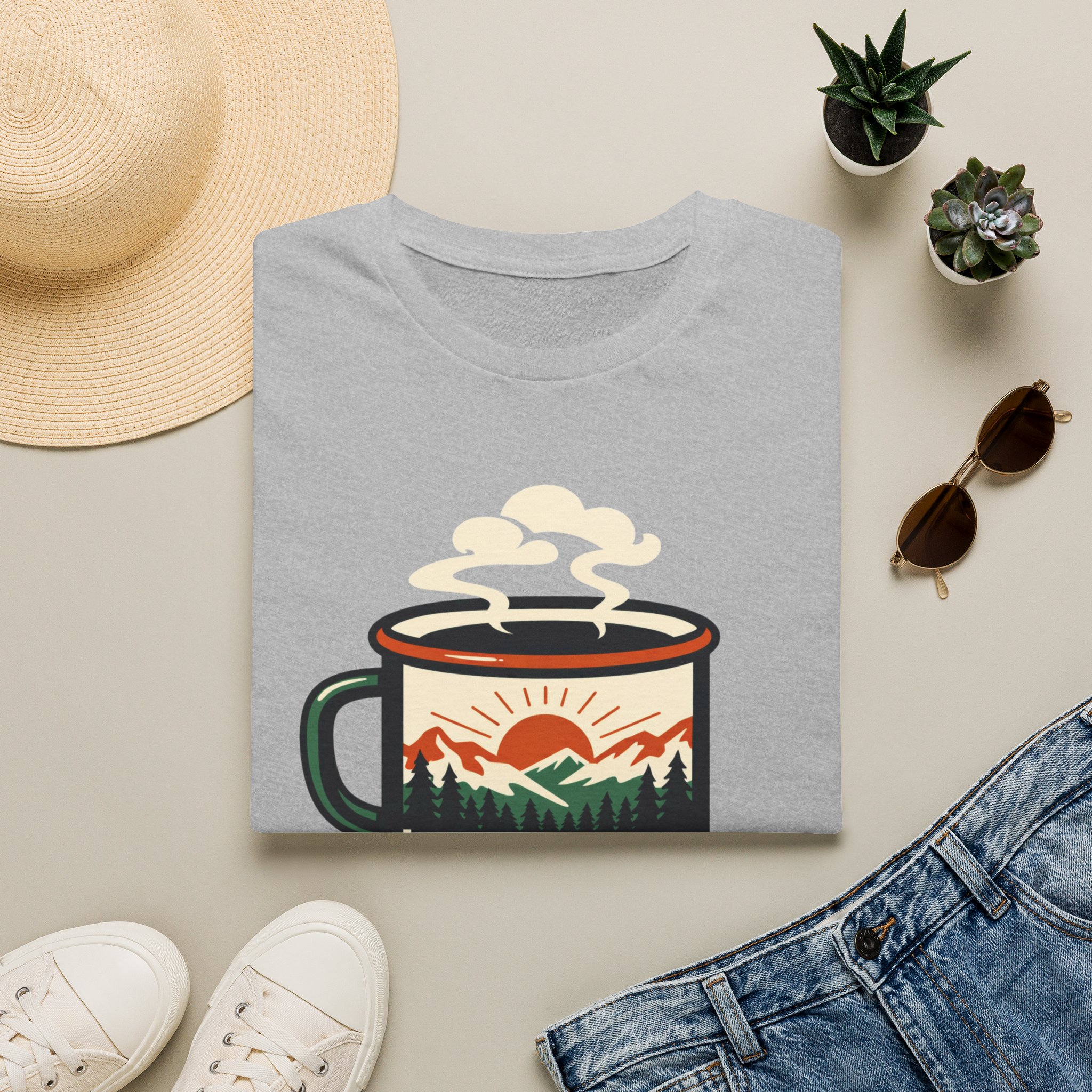 Morning Fuel Coffee T-Shirt — Mountains & Sunrise Graphic - Image 5